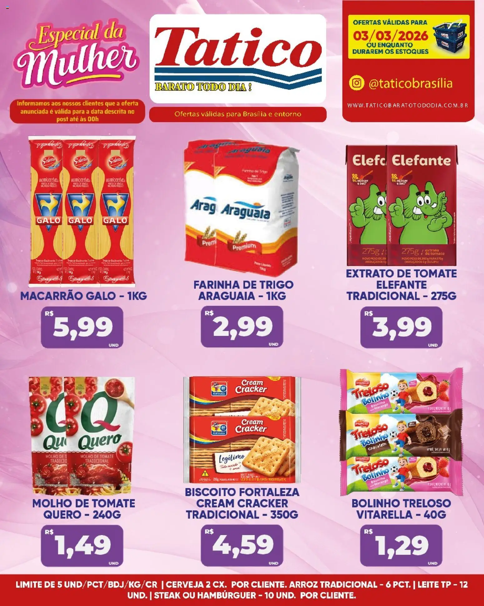 Tatico Folheto - válido de 04.03.2026 | Página: 18 | Produtos: Farinha de trigo, Leite, Arroz, Cream cracker
