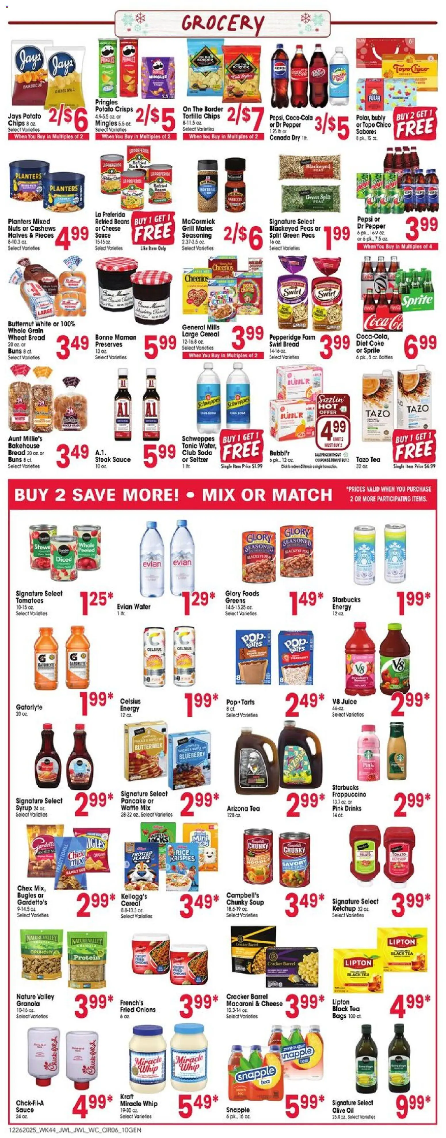 Jewel Osco Weekly Ad - IL - valid from 26.12.2025 | Page: 6 | Products: Chips, Nuts, Pepper, Greens