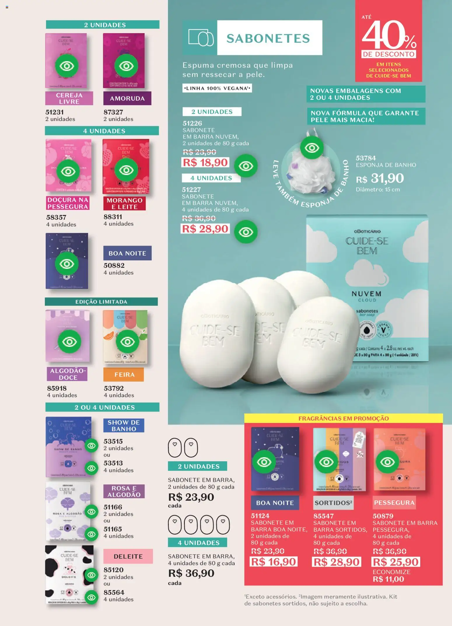 O Boticário Folheto - válido de 26.12.2025 | Página: 19 | Produtos: Esponja, Leite, Algodão, Esponja de banho