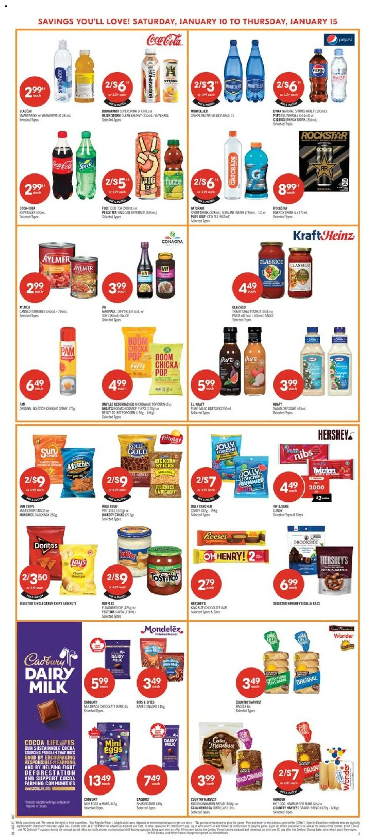 Shoppers flyer valid from 09.01.2026 | Page: 8 | Products: Chips, Milk, Eggs, Pizza