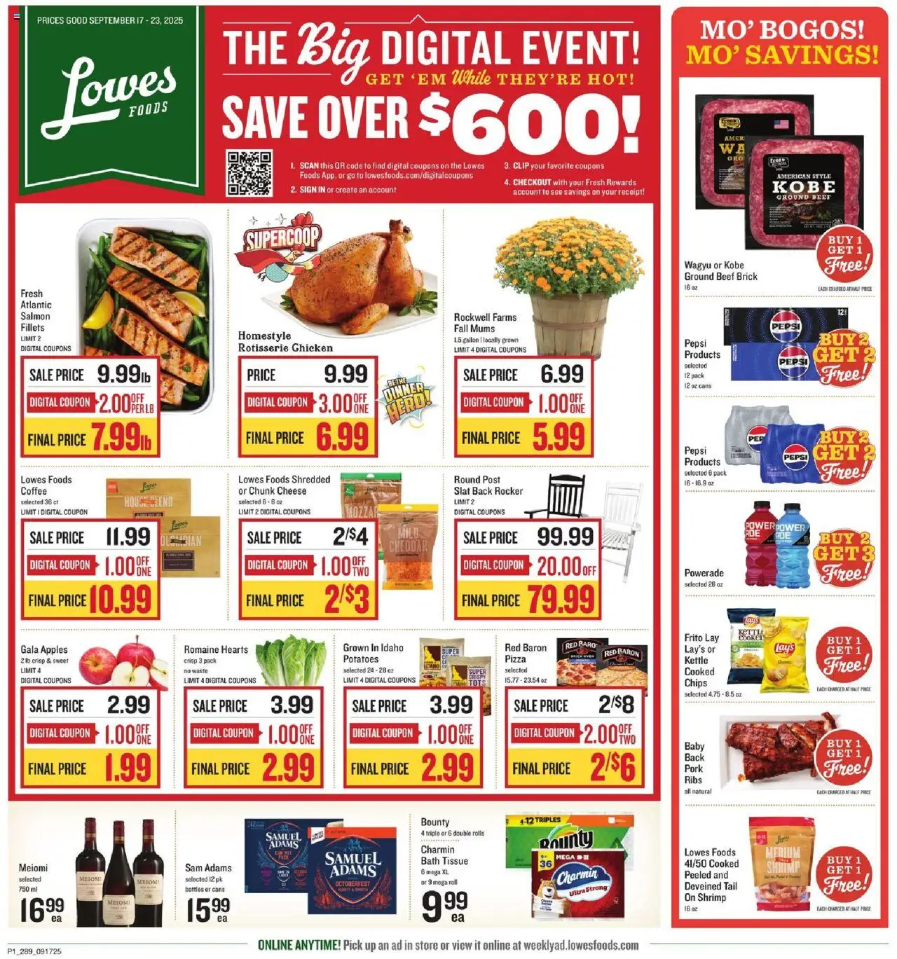 Lowes Foods Weekly Ad - valid from 17.09.2025 | Page: 1 | Products: Cooker, Cheese, Potatoes, Kettle
