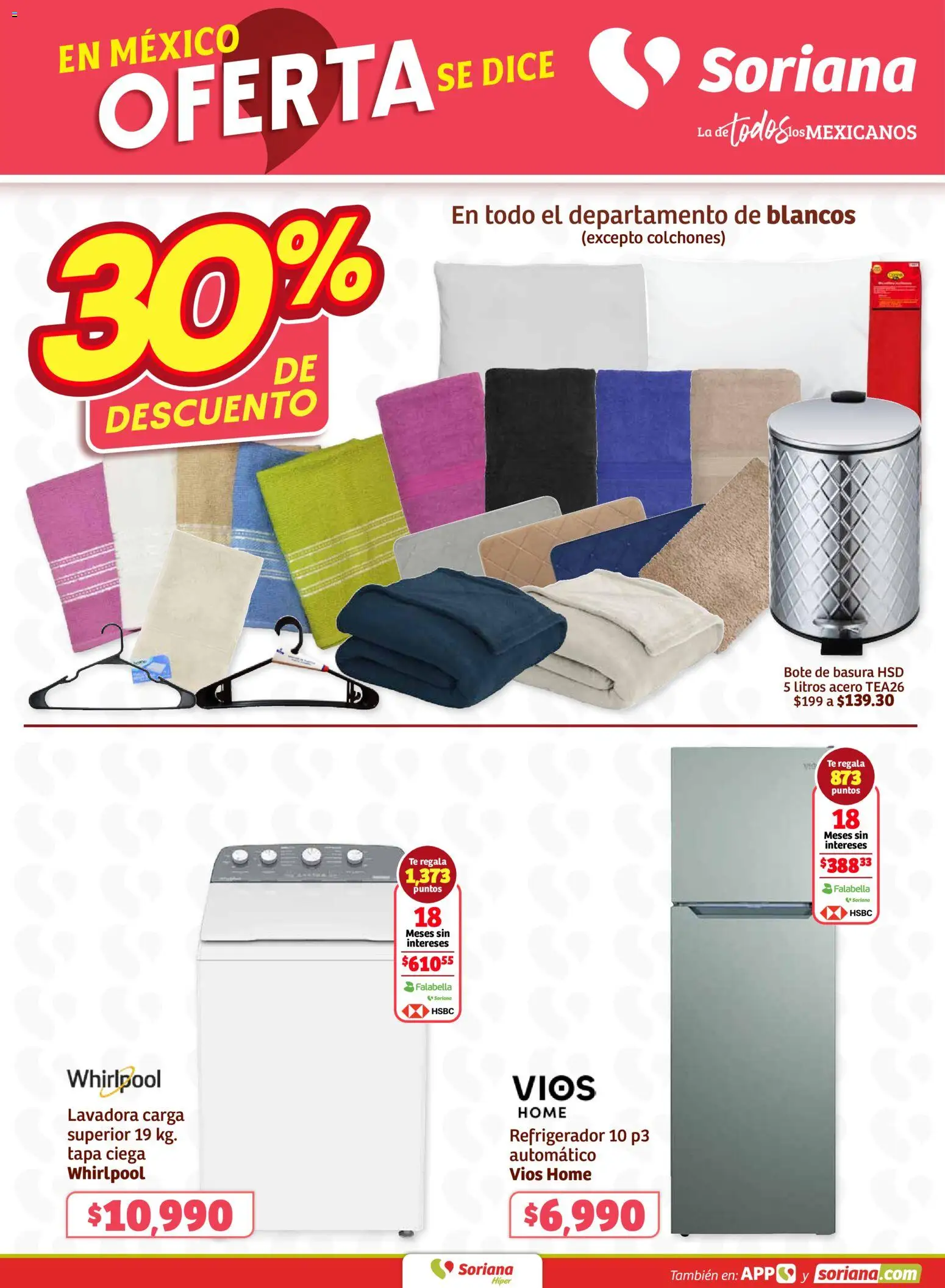 Nuevas ofertas de Soriana válidas en toda la República Mexicana desde el 05.03.2026. ¡Encuentra las mejores ofertas en Soriana Fin de Semana Híper: Ver, Tab, Chis, Camp, Yuc y Q. Roo! | Página: 11 | Productos: Refrigerador, Lavadora, Té, Bote de basura