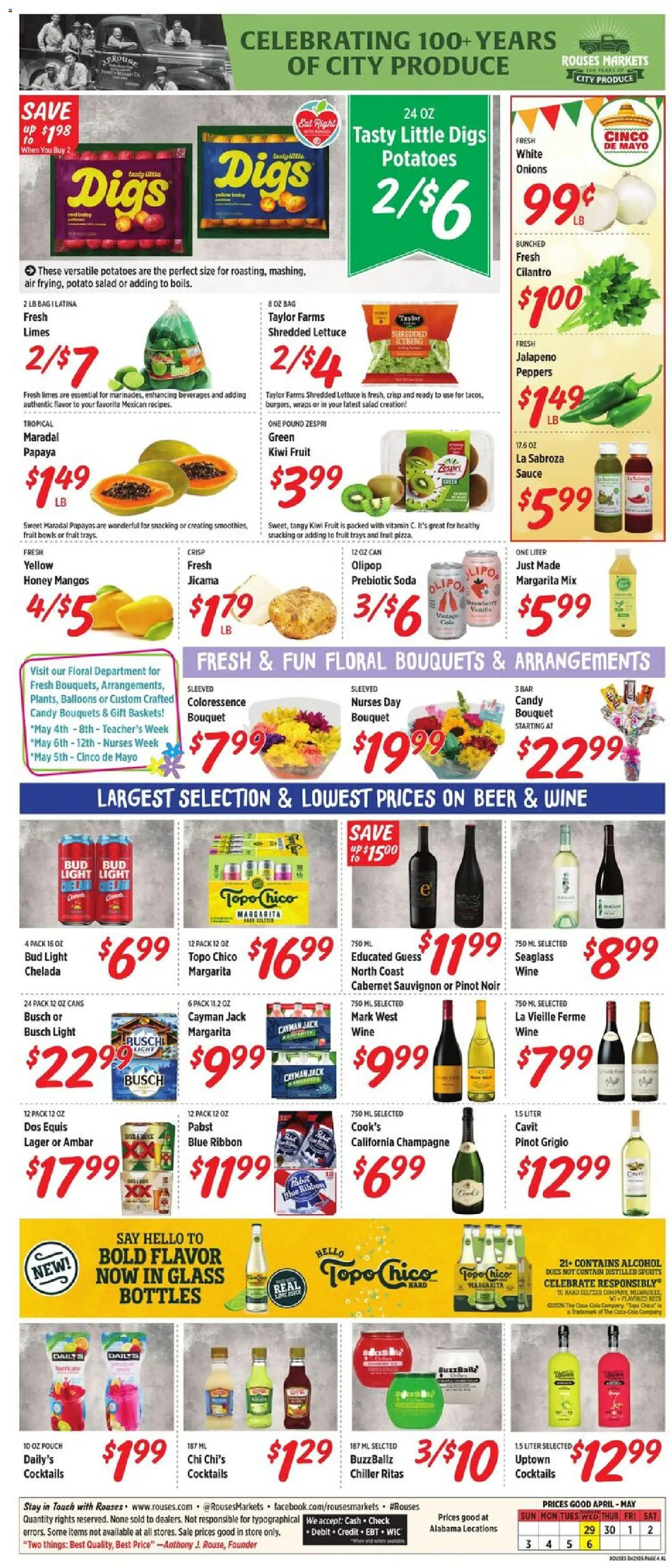 Rouses Weekly Ad - AL - valid from 29.04.2026 | Page: 6 | Products: Vitamin, Papayas, Beer, Sauce