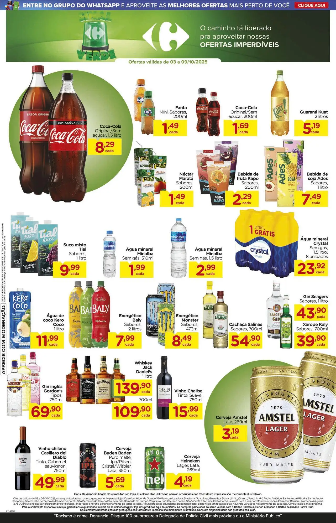 Carrefour Folheto - válido de 03.10.2025 | Página: 11 | Produtos: Melancia, Cachaça, Minalba, Cerveja