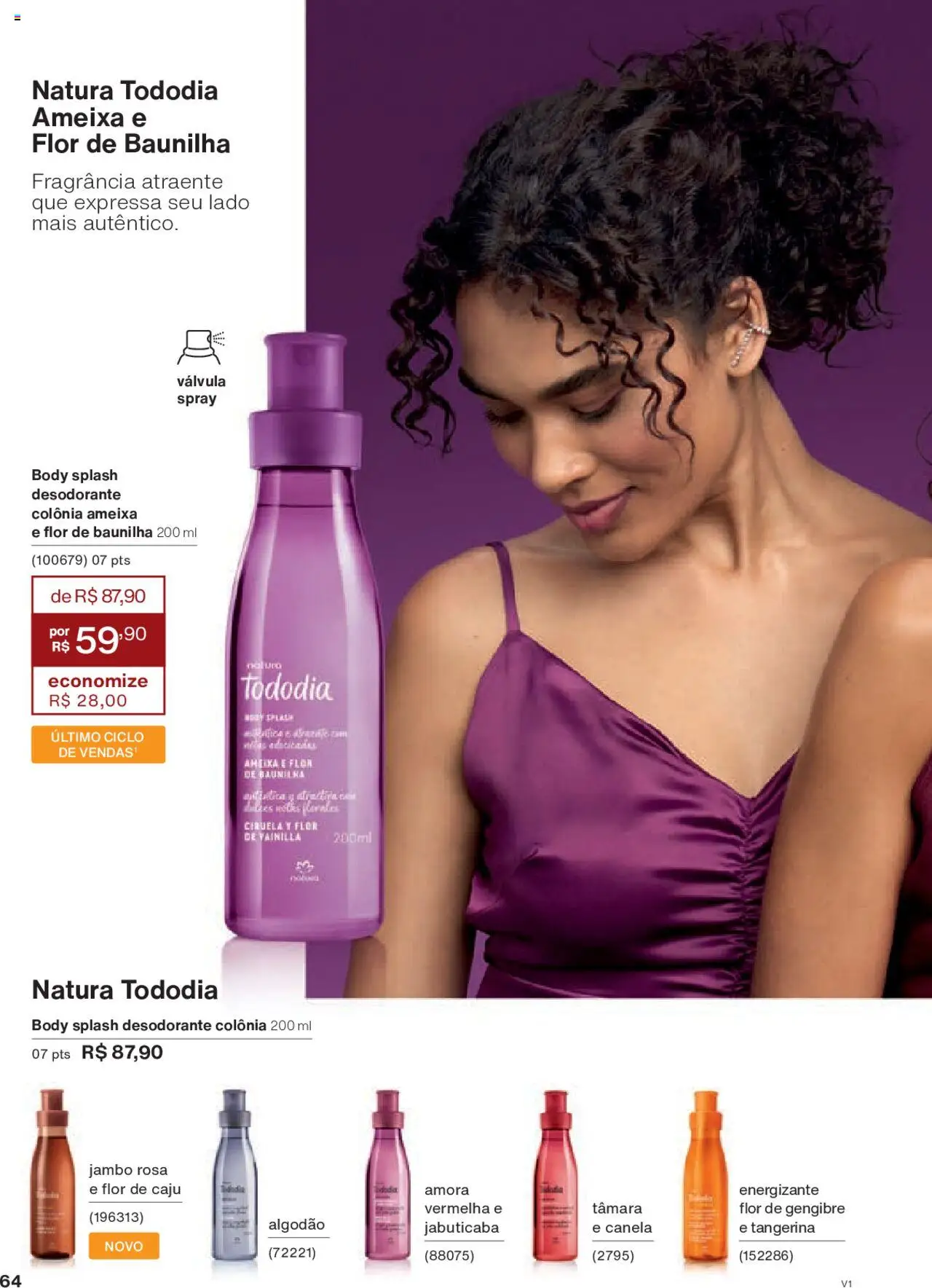 Natura Folheto - válido de 18.08.2025 | Página: 64 | Produtos: Gengibre, Fragrância, Algodão, Body