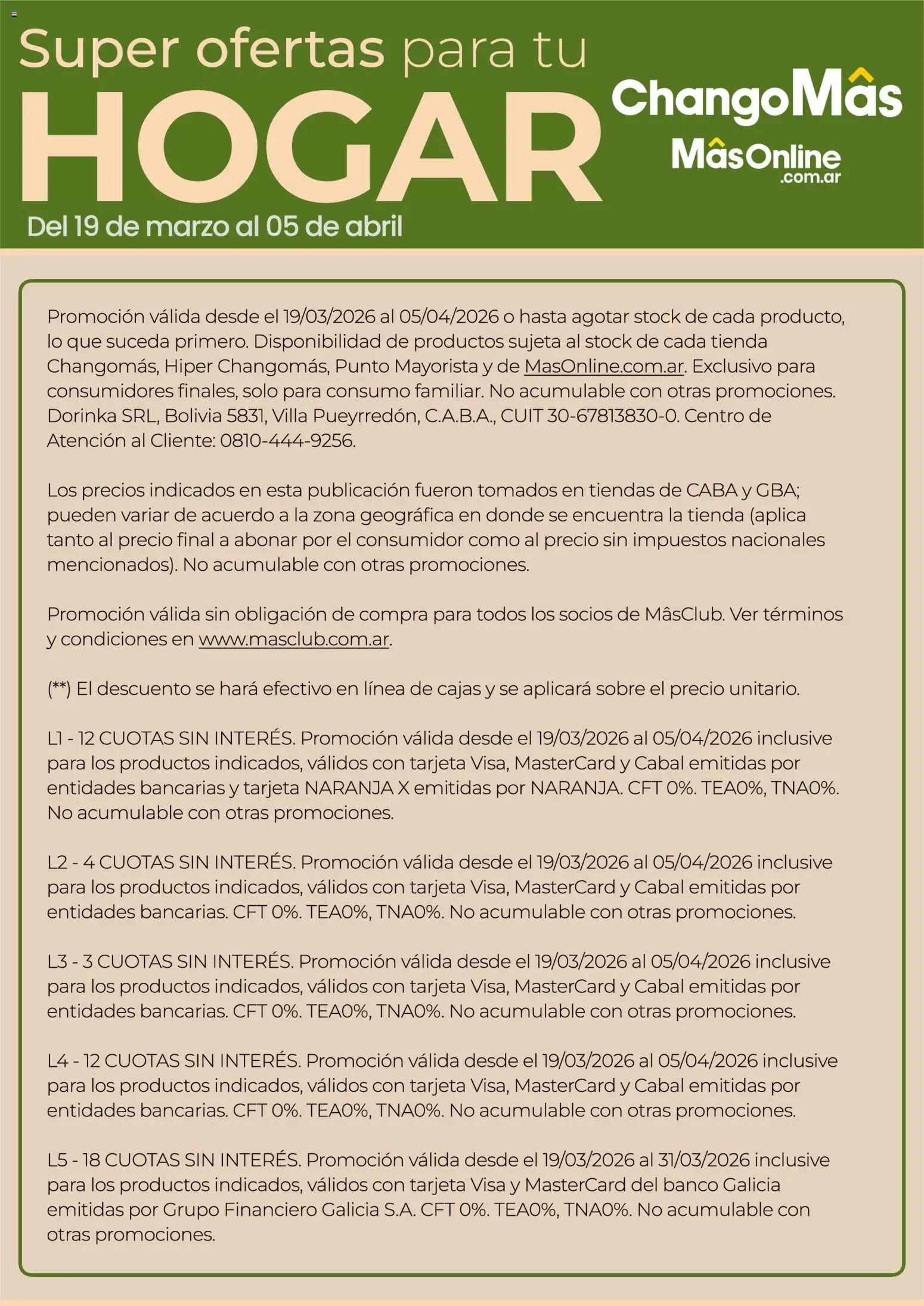 Punto Mayorista Hogar │ válido desde el 19.03.2026 | Página: 4 | Productos: Banco, Sobre