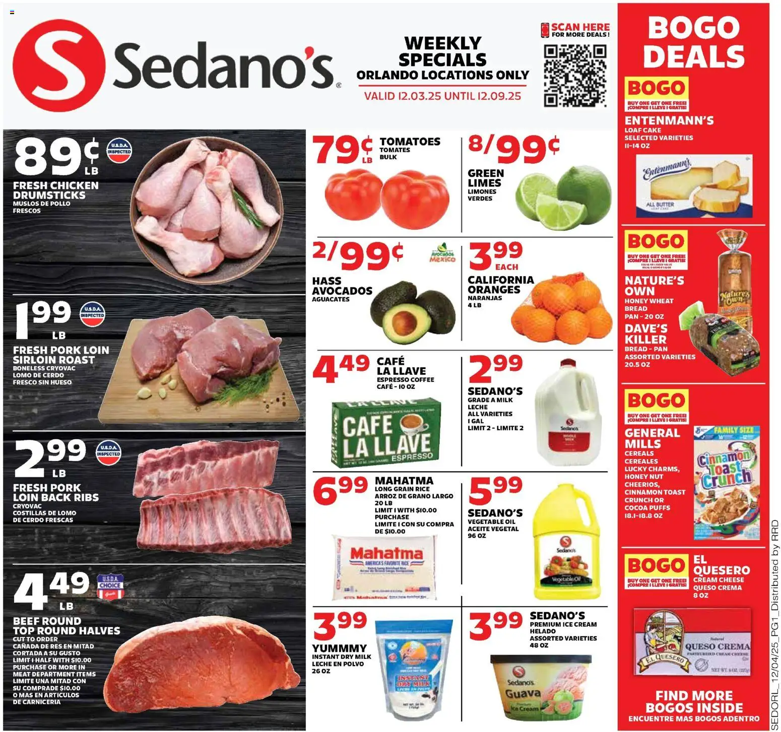 Sedano's Weekly Ad - valid from 03.12.2025 | Page: 1 | Products: Butter, Bread, Cereals, Cream