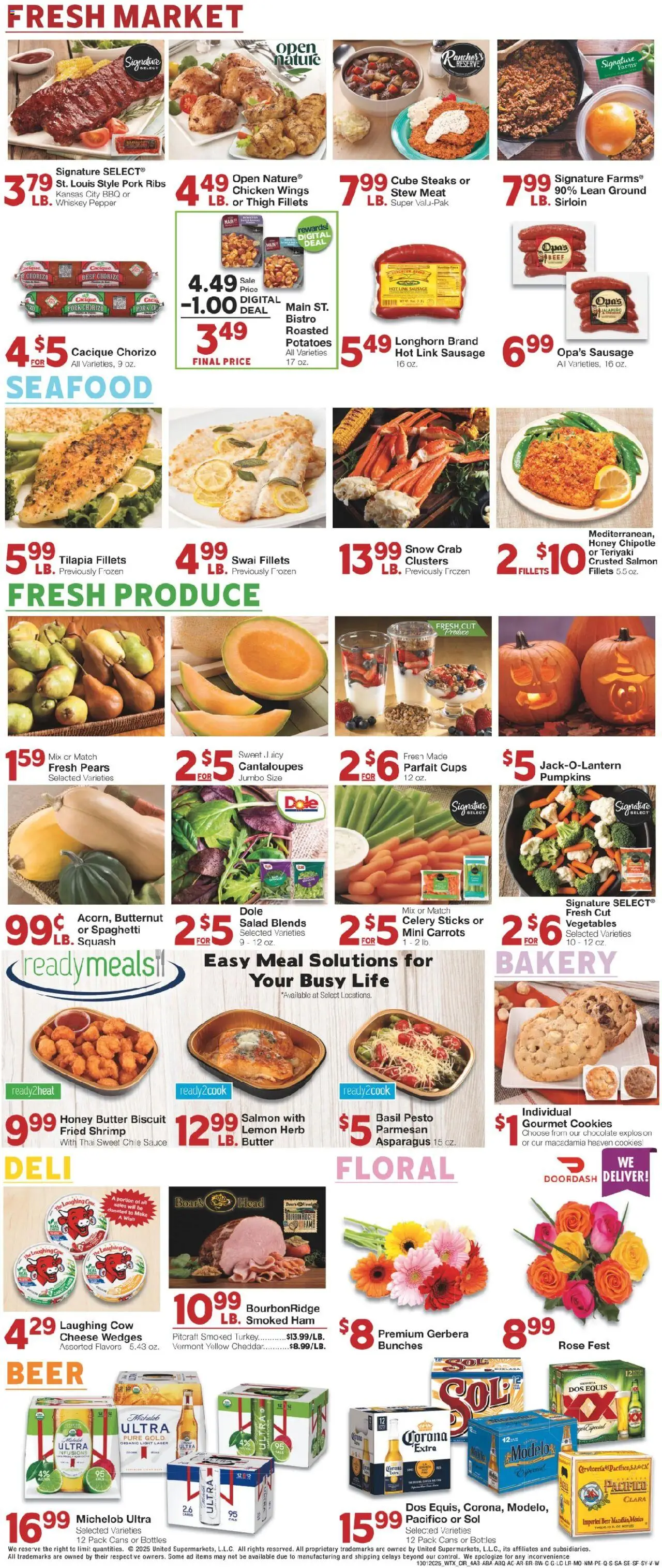 United Supermarkets Weekly Ad - valid from 30.09.2025 | Page: 4 | Products: Bakery, Cheese, Chocolate, Ham