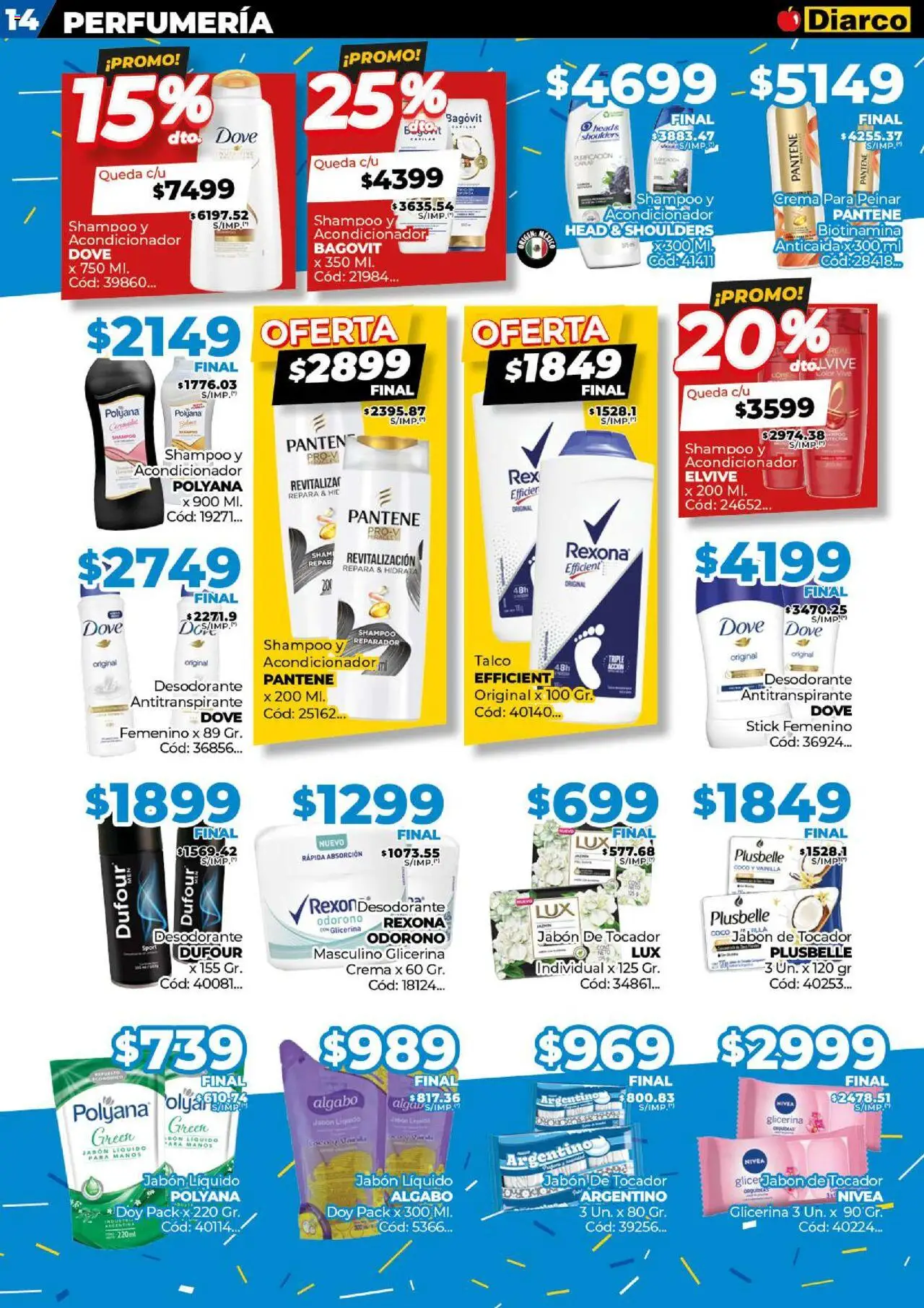 Diarco ofertas │ válido desde el 18.08.2025 | Página: 14 | Productos: Acondicionador, Jabón, Desodorante, Crema
