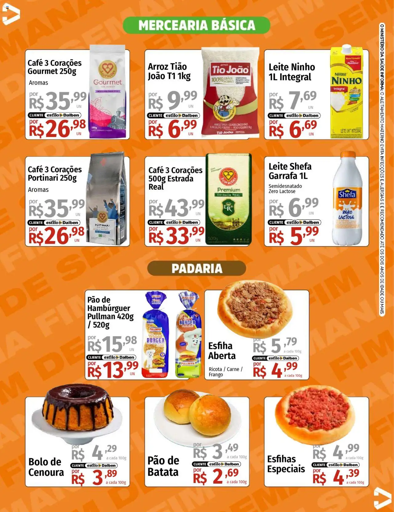 Supermercado Dalben Folheto - válido de 08.08.2025 | Página: 5 | Produtos: Leite, Café, Ricota, Batata
