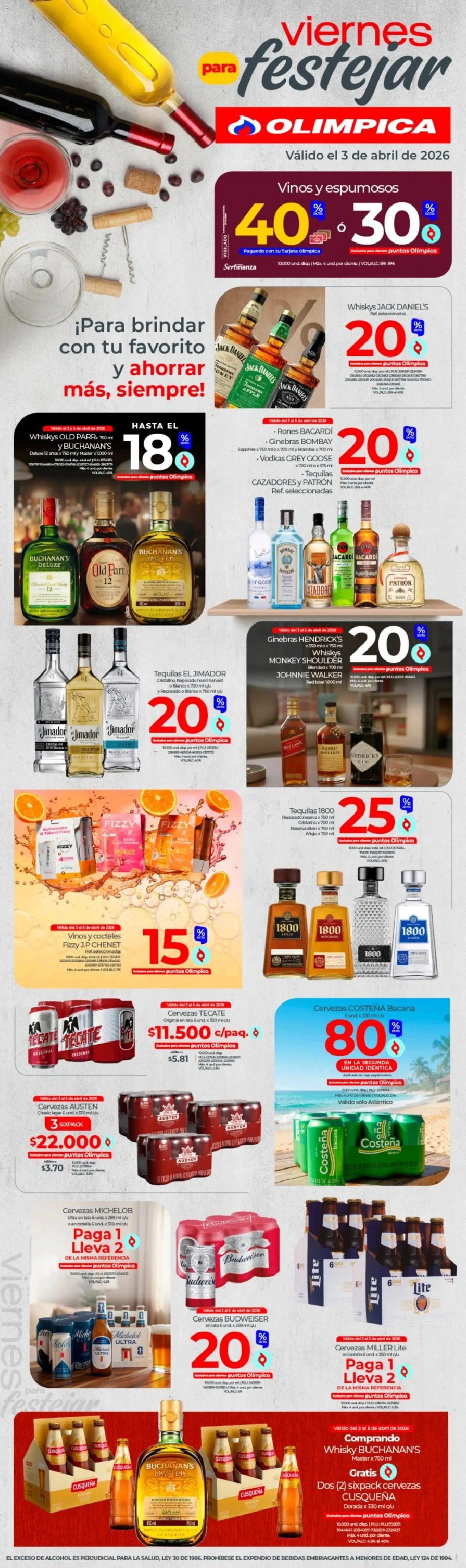 Olímpica revista - valida desde el 03.04.2026 | Página: 1 | Productos: Vodka, Whisky, Caja, Tintura