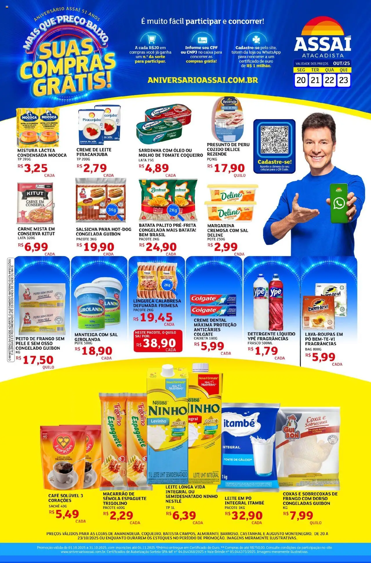Assaí Atacadista Folheto - válido de 20.10.2025 | Página: 1 | Produtos: Celular, Óleo, Carne, Creme dental