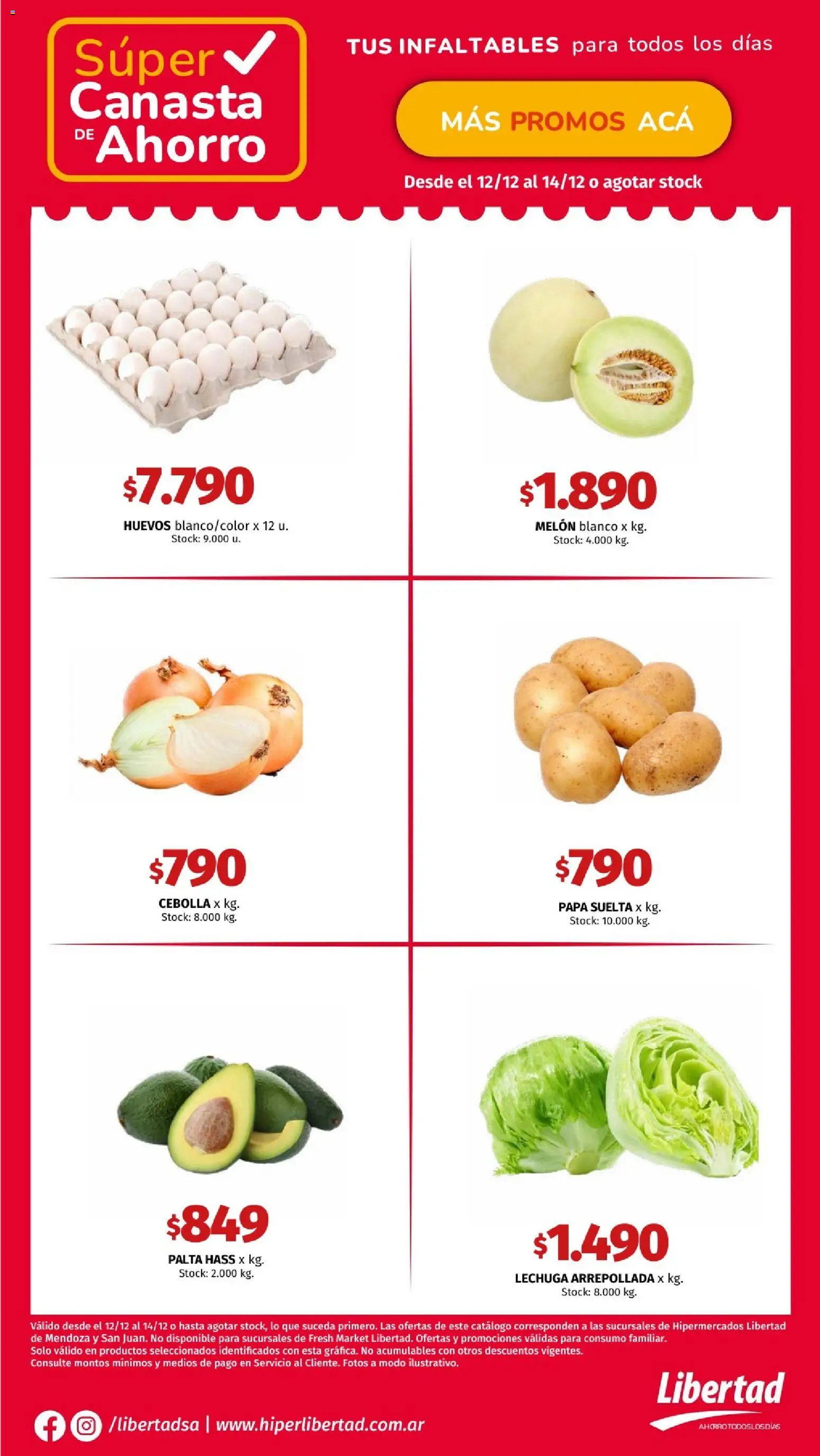 Hipermercado Libertad catálogo │ válido desde el 12.12.2025 | Página: 3 | Productos: Papa, Melón, Palta, Canasta