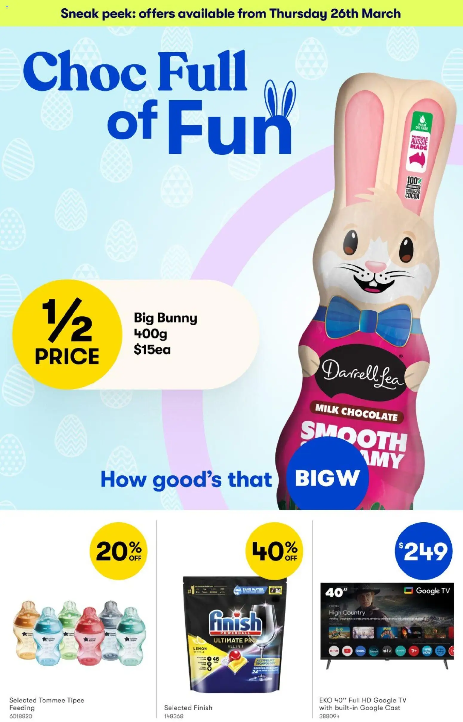 Big W catalogue - valid from 26.03.2026 | Page: 1 | Products: Cocoa, Chocolate, Lemon, Tv