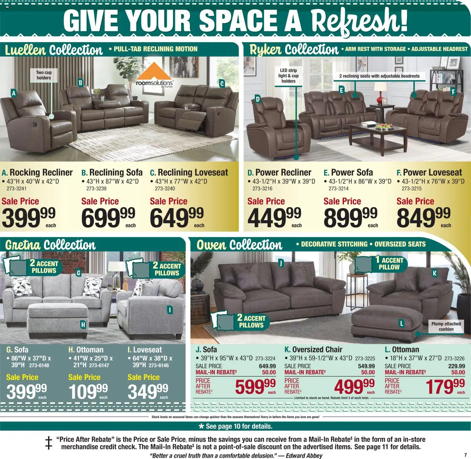 Menards Weekly Ad - valid from 14.01.2026 | Page: 9 | Products: Pillow, Sofa, Loveseat, Recliner