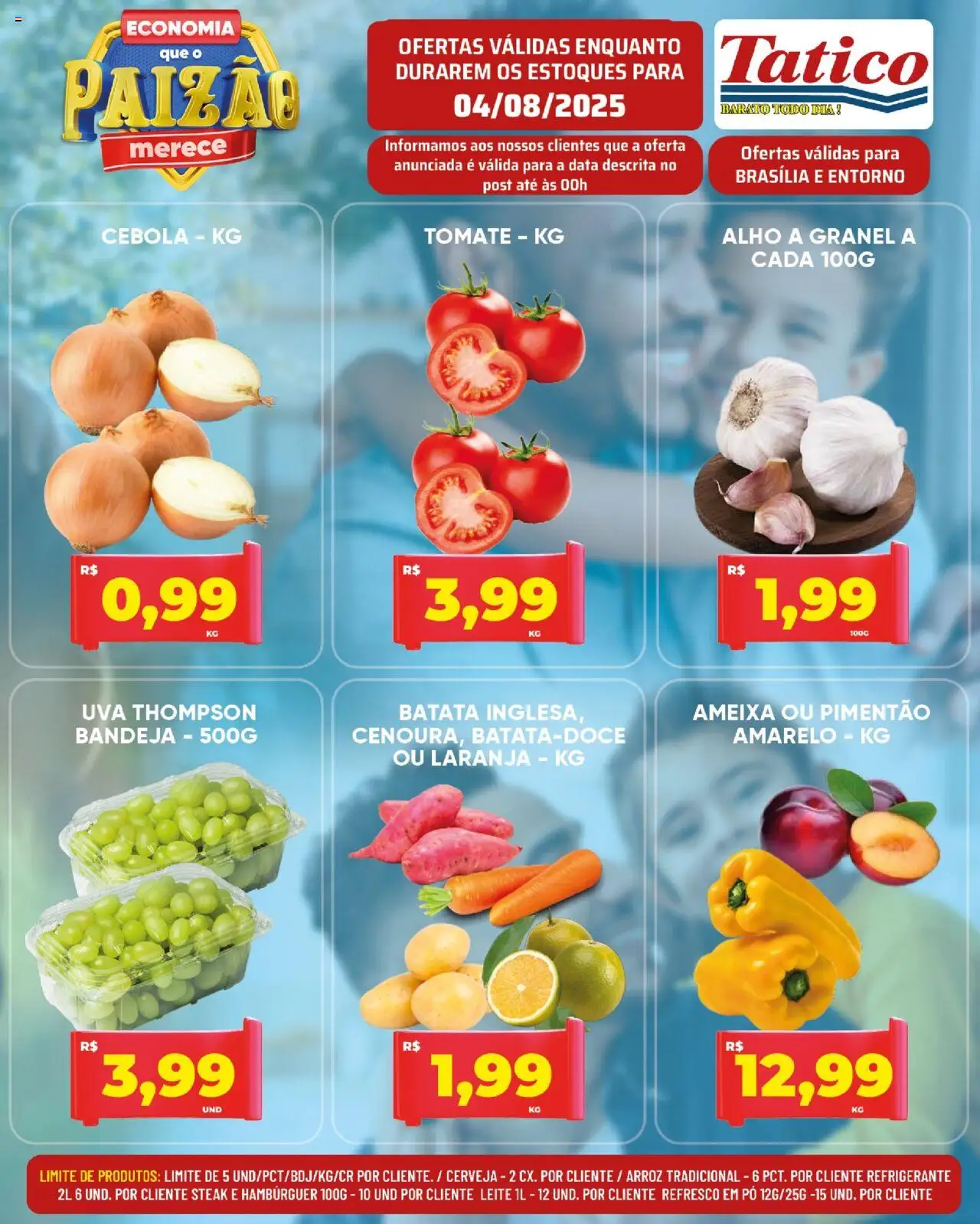 Tatico Folheto - válido de 04.08.2025 | Página: 6 | Produtos: Pimentão, Hambúrguer, Refrigerante, Ameixa
