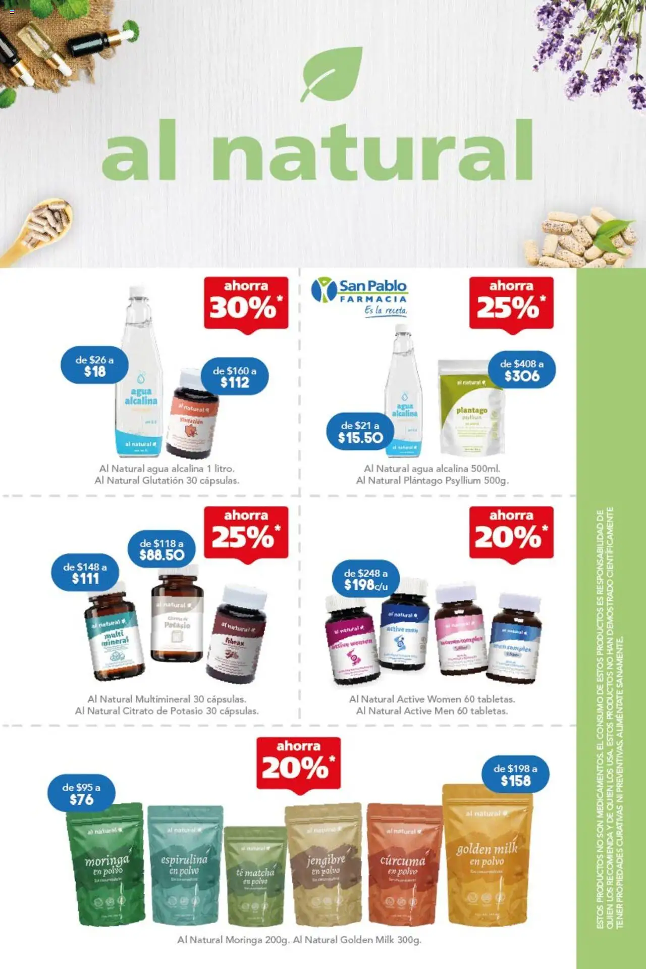 Nuevas ofertas de Farmacia San Pablo válidas en toda la República Mexicana desde el 10.08.2025. ¡Encuentra las mejores ofertas en Farmacia San Pablo catálogo! | Página: 3 | Productos: Agua, Cúrcuma, Té, Polvo