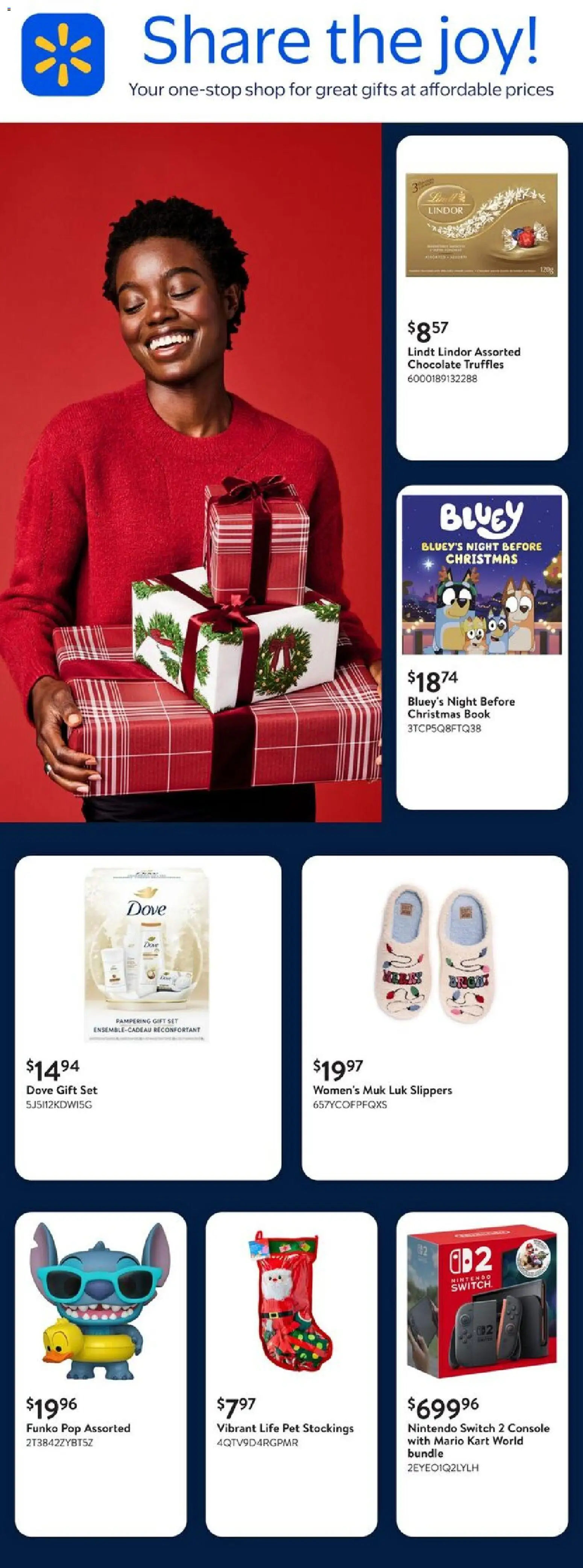 Walmart flyer valid from 04.12.2025 | Page: 1 | Products: Slippers, Chocolate