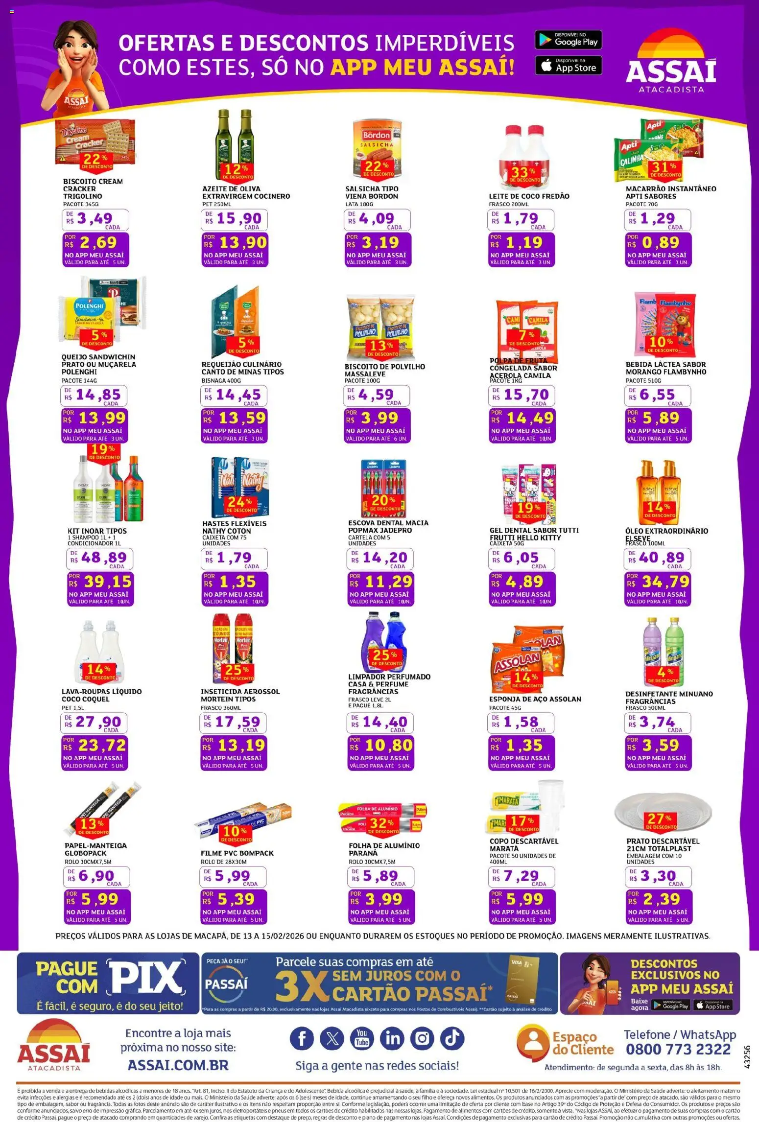 Assaí Atacadista Folheto - válido de 13.02.2026 | Página: 3 | Produtos: Shampoo, Biscoito, Base, Desinfetante