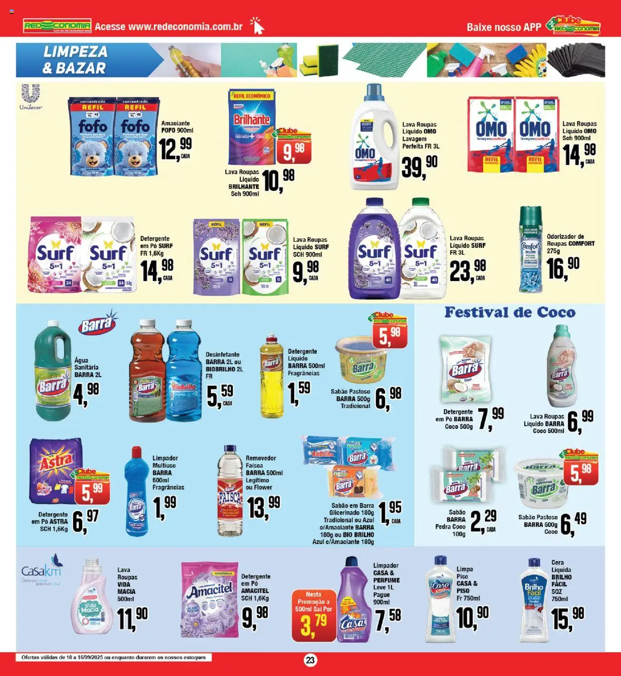 RedEconomia Folheto - válido de 10.09.2025 | Página: 23 | Produtos: Coco, Sabão em pó, Detergente, Água sanitária