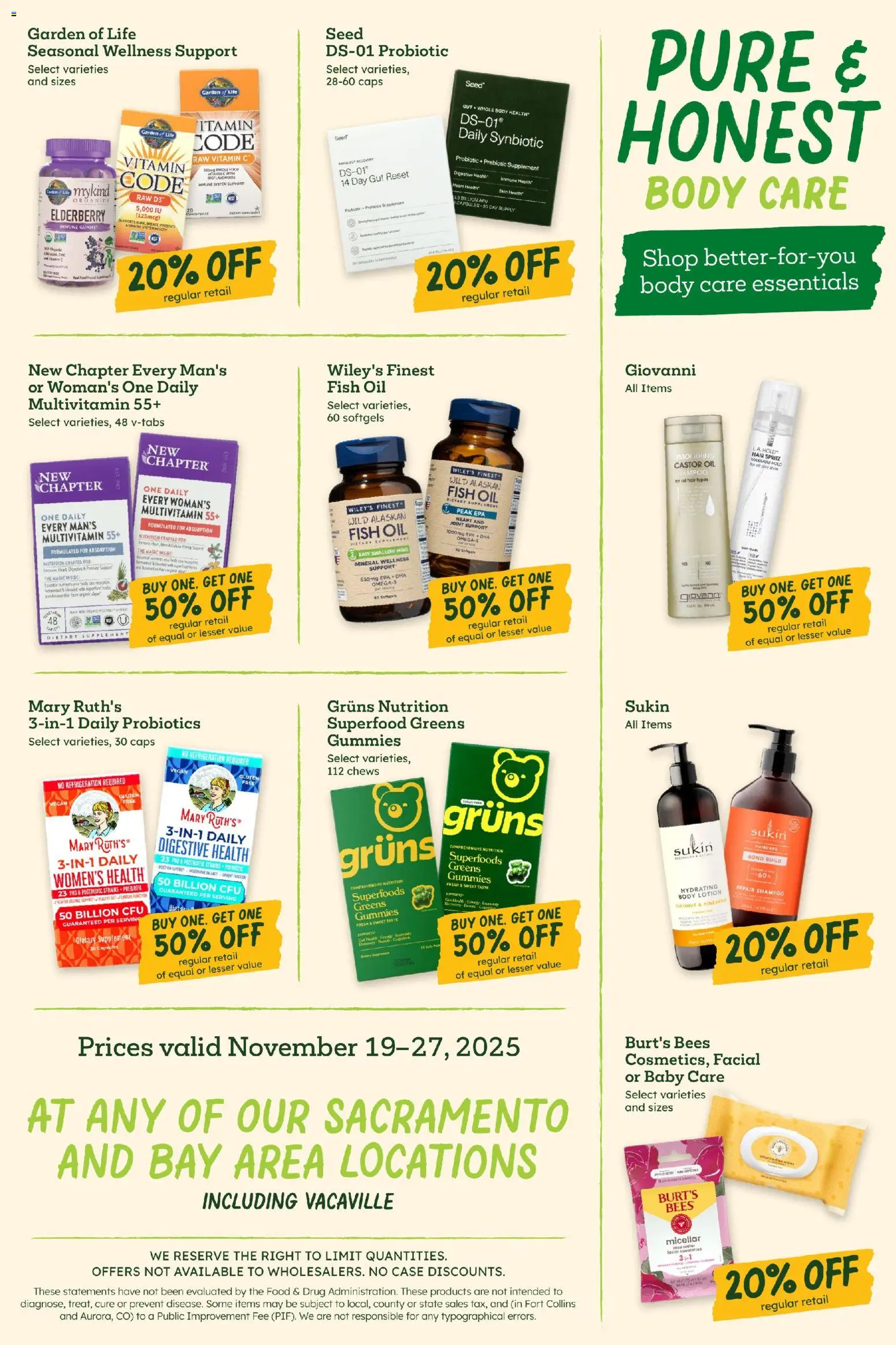 Sprouts Weekly Ad - valid from 19.11.2025 | Page: 11 | Products: Fish Oil, Shampoo, Greens, Case