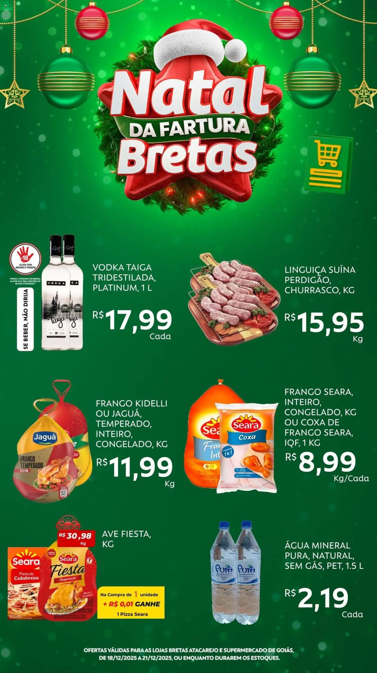 Bretas Folheto - válido de 18.12.2025 | Página: 5 | Produtos: Pizza, Vodka, Água mineral, Frango