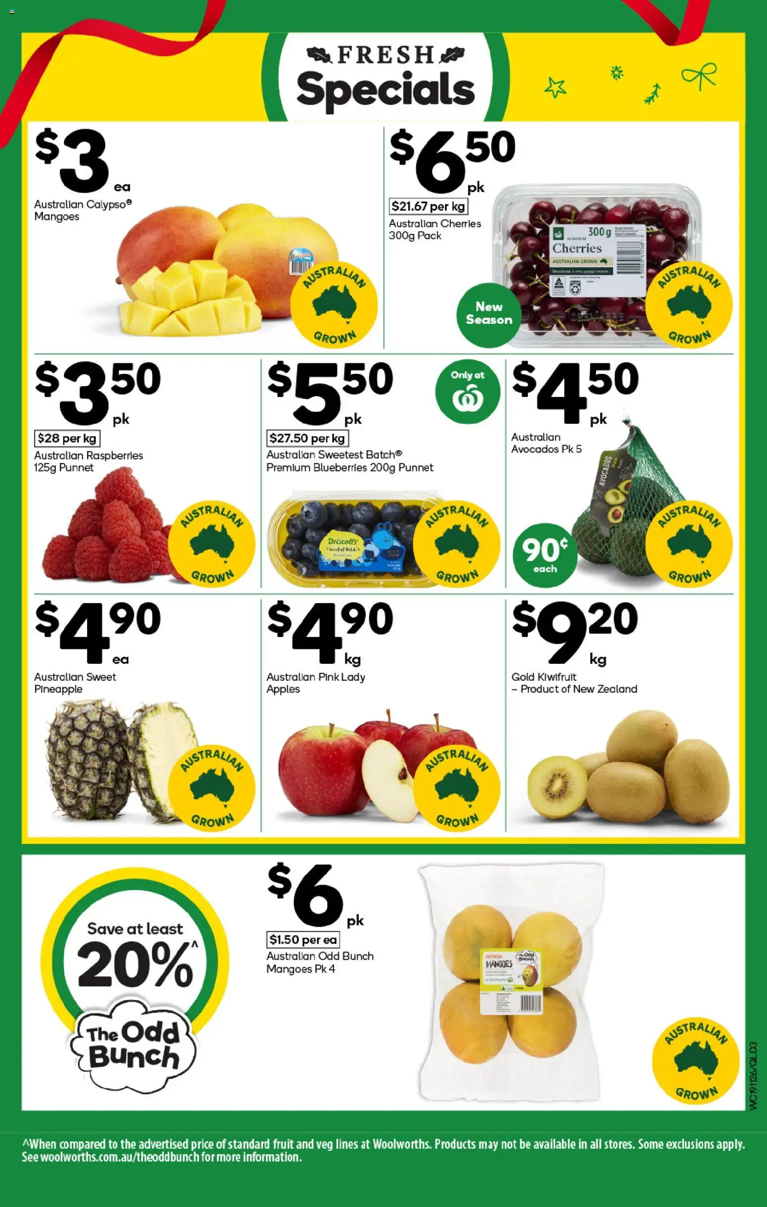 Woolworths catalogue - valid from 19.11.2025 | Page: 3 | Products: Cherries, Apples, Pineapple, Kiwifruit