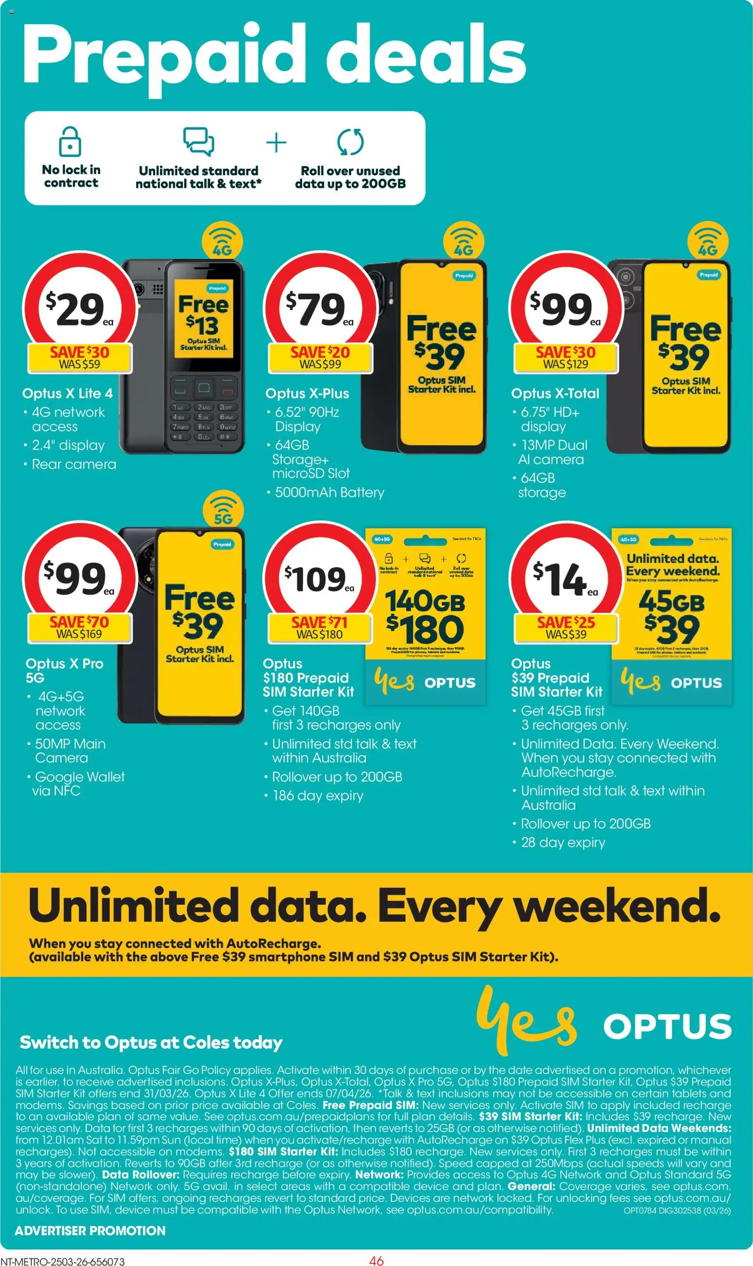 Coles catalogue - valid from 25.03.2026 | Page: 46 | Products: Battery, Date, Camera, Tablets