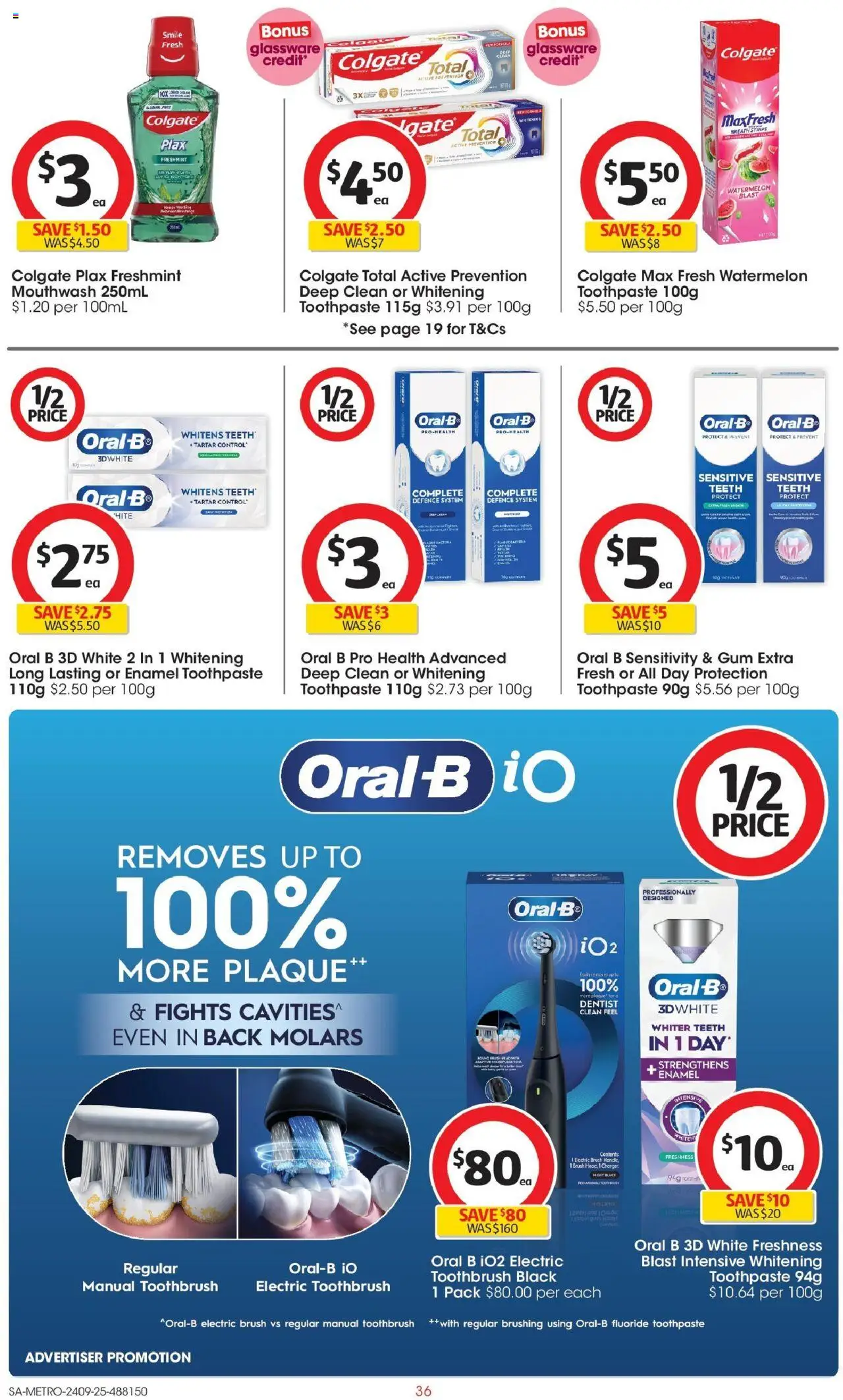 Coles catalogue - valid from 24.09.2025 | Page: 36 | Products: Glassware, Toothpaste, Mouthwash, Watermelon