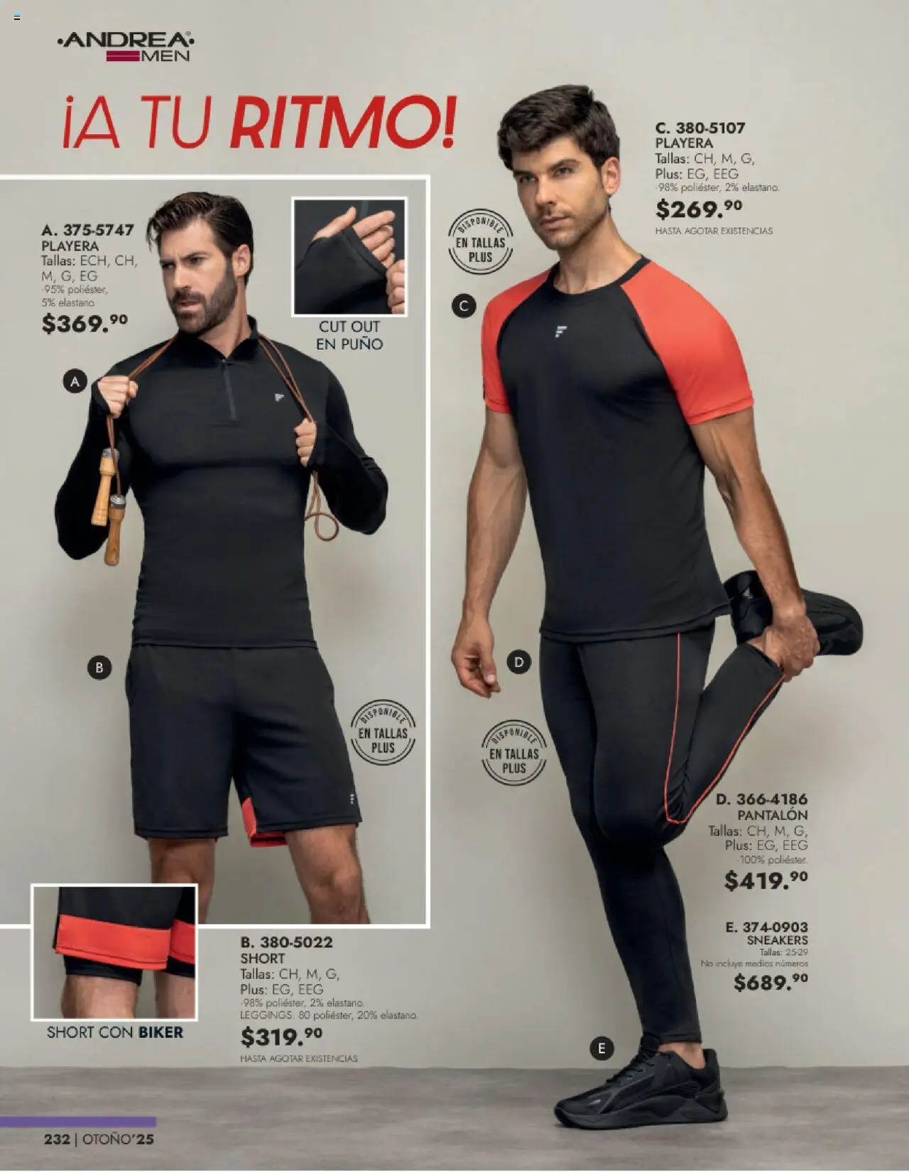 Nuevas ofertas de Andrea válidas en toda la República Mexicana desde el 24.08.2025. ¡Encuentra las mejores ofertas en Andrea - Catálogo Vestir Caballero! | Página: 70 | Productos: Leggings, Playera, Short