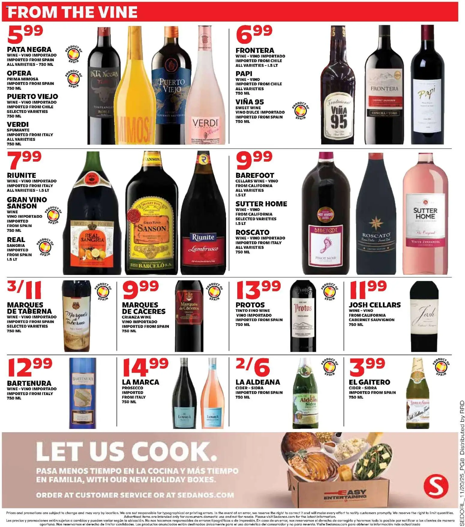 Sedano's Weekly Ad - valid from 19.11.2025 | Page: 8 | Products: Cider, Wine