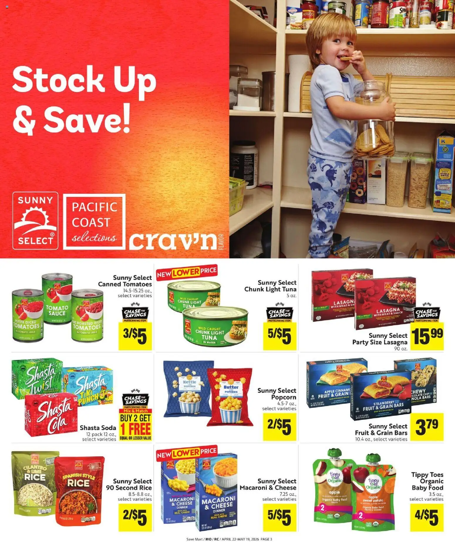 Save Mart More Deals Across the Store - valid from 22.04.2026 | Page: 3 | Products: Cheese, Juice, Tomatoes, Kettle
