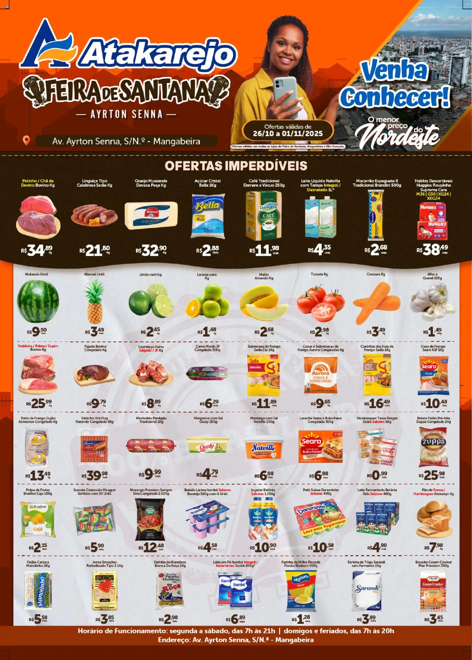 Atakarejo Folheto - válido de 26.10.2025 | Página: 1 | Produtos: Alho, Açúcar, Mussarela, Peito de frango