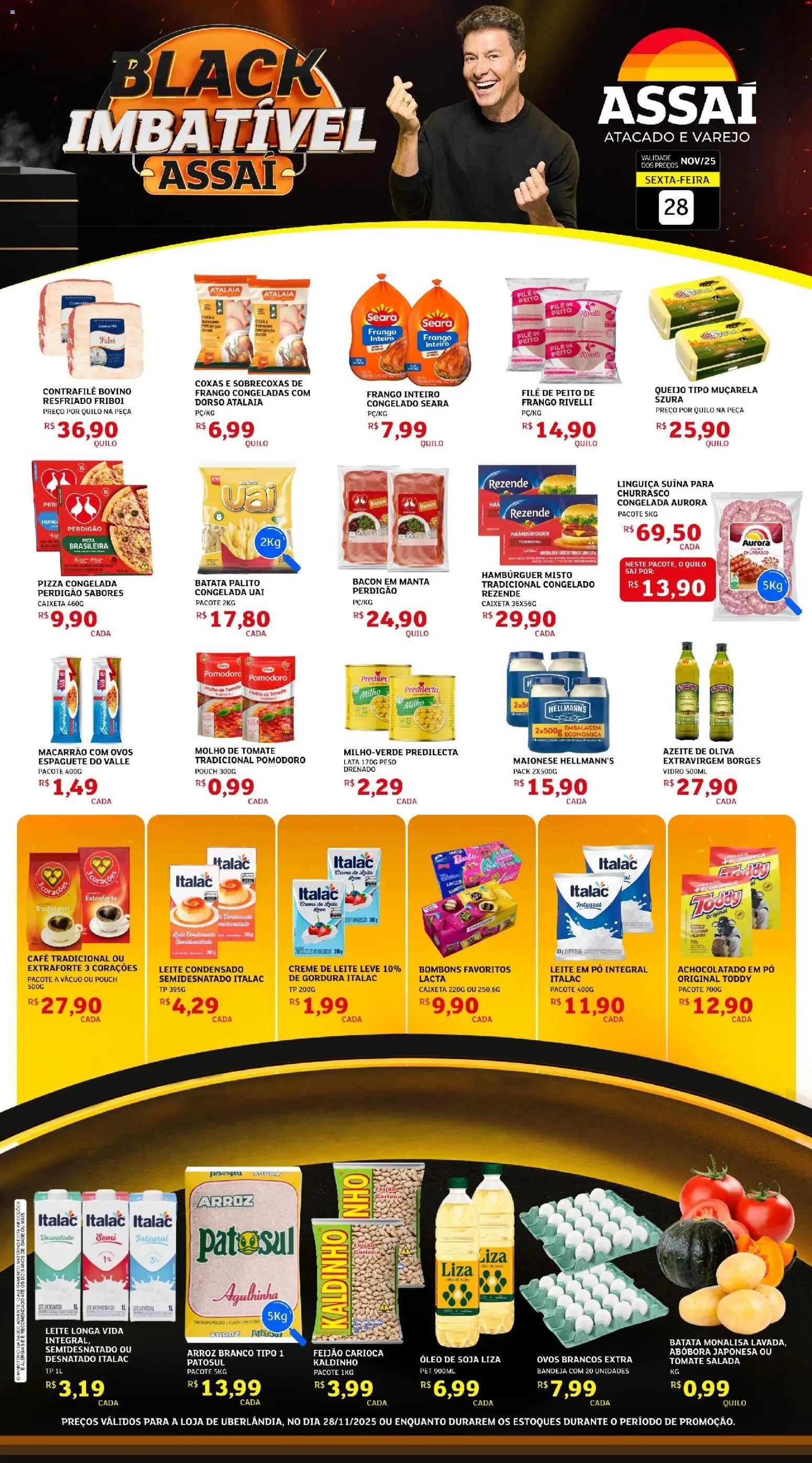 Assaí Atacadista Folheto - válido de 28.11.2025 | Página: 1 | Produtos: Linguiça, Queijo, Muçarela, Creme