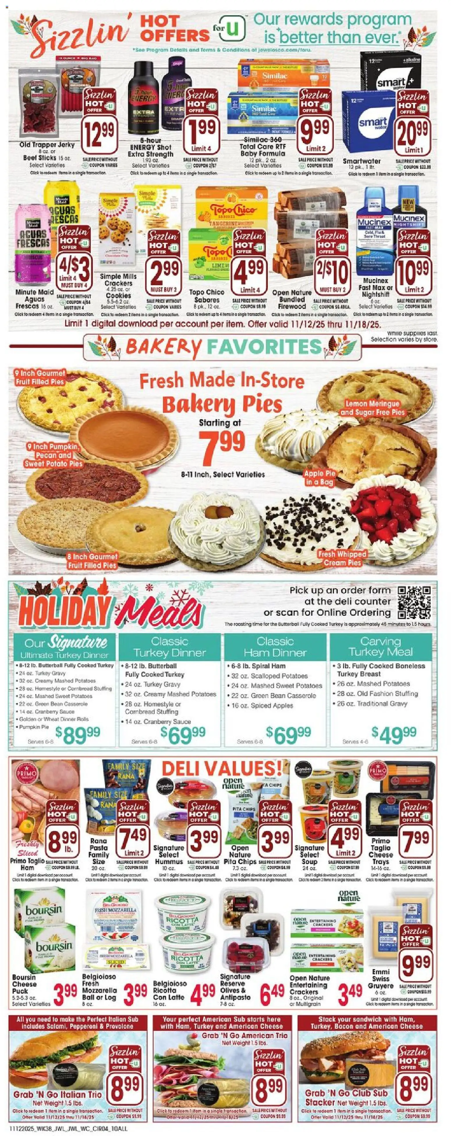 Jewel Osco Weekly Ad - IN - valid from 12.11.2025 | Page: 4 | Products: Sauce, Pumpkin Pie, Apple Pie, Weight