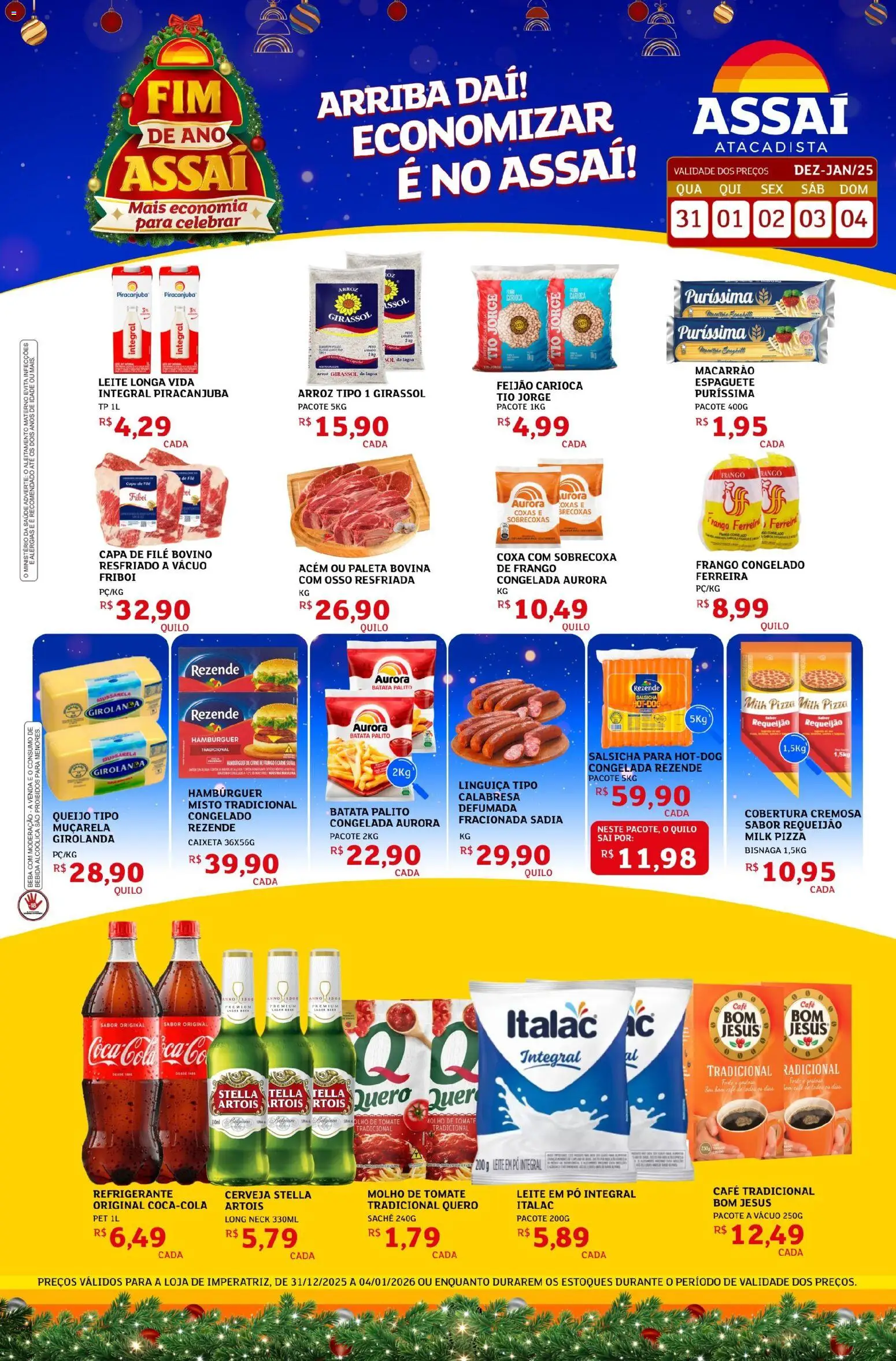 Assaí Atacadista Folheto - válido de 31.12.2025 | Página: 1 | Produtos: Espaguete, Linguiça, Arroz, Carne