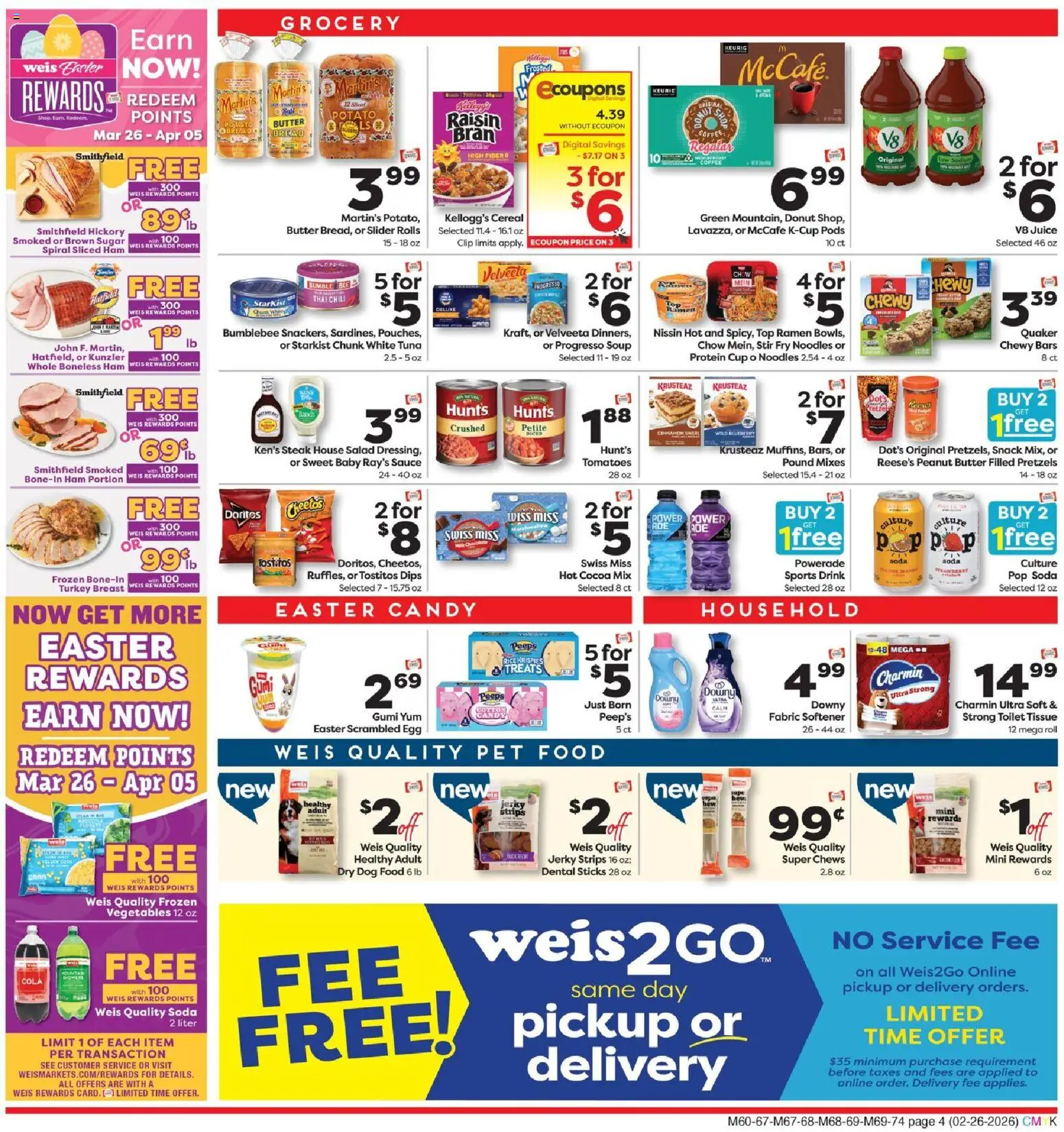 Weis Weekly Circular - PA - valid from 26.02.2026 | Page: 4 | Products: Ham, Fabric softener, Vegetables, Sugar