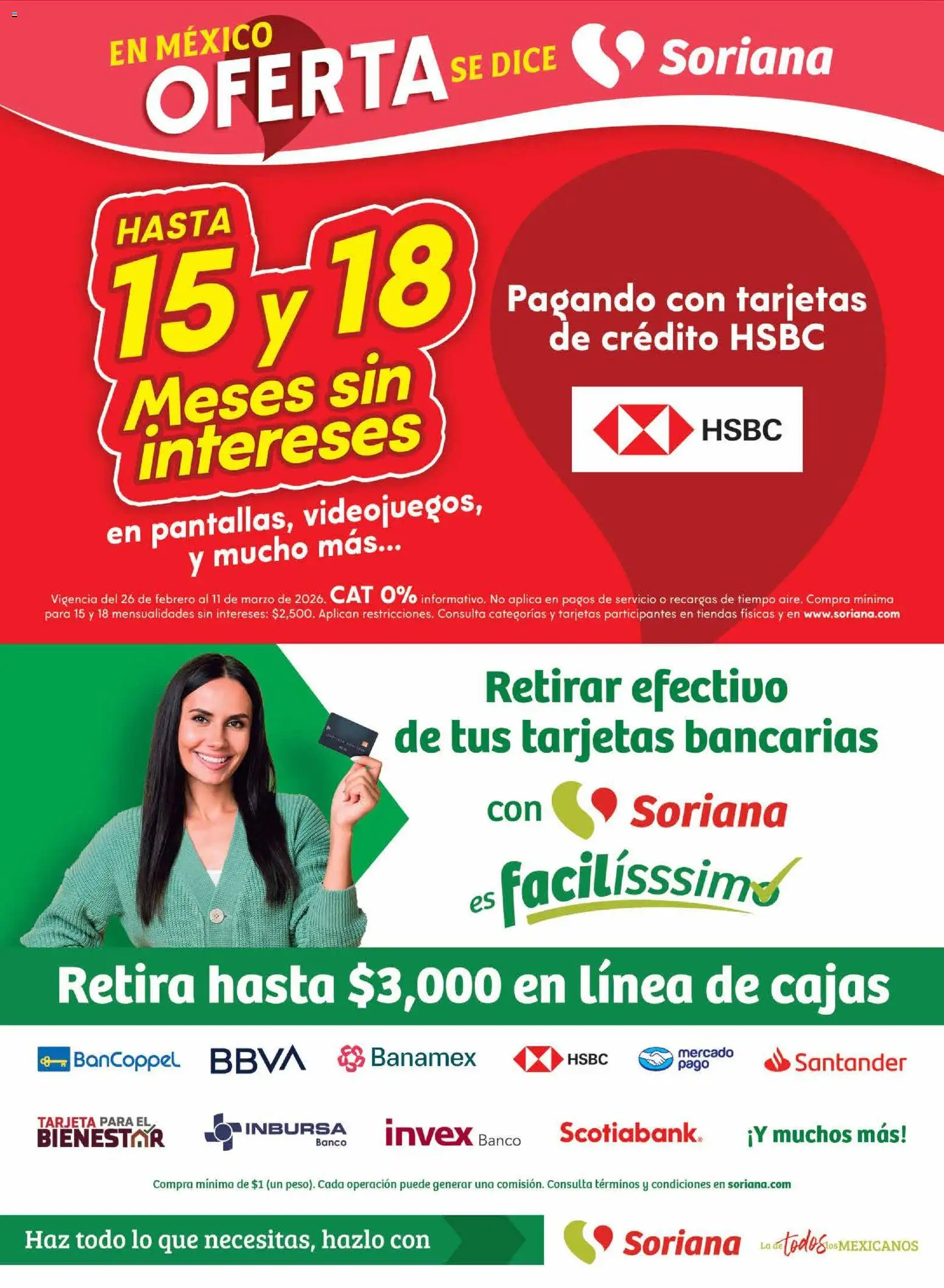 Nuevas ofertas de Soriana válidas en toda la República Mexicana desde el 26.02.2026. ¡Encuentra las mejores ofertas en Soriana - Preciazazaso Híper: Valle de México! | Página: 42 | Productos: Banco