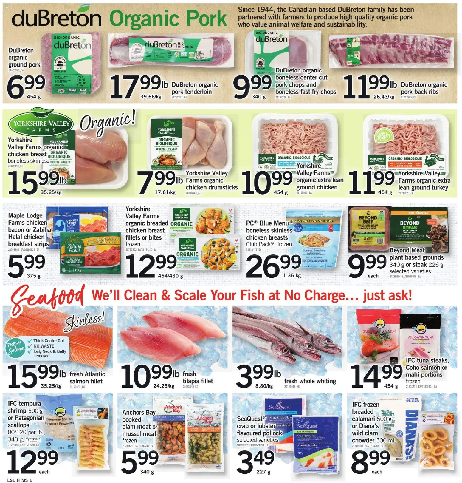 Loblaws flyer valid from 15.01.2026 | Page: 4 | Products: Fish, Beef, Chicken breasts, Chair