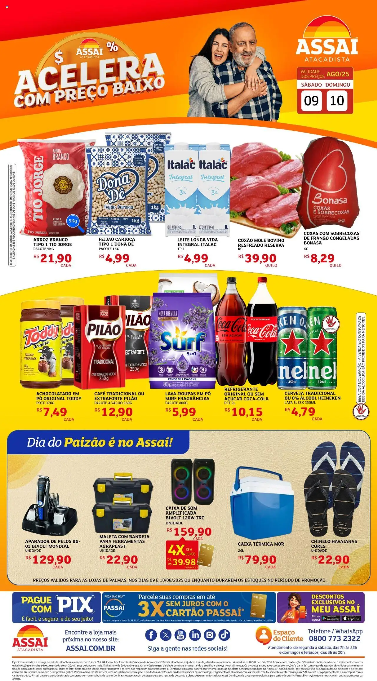 Assaí Atacadista Folheto - válido de 09.08.2025 | Página: 1 | Produtos: Caixa térmica, Aparador, Bebida, Aparador de pelos