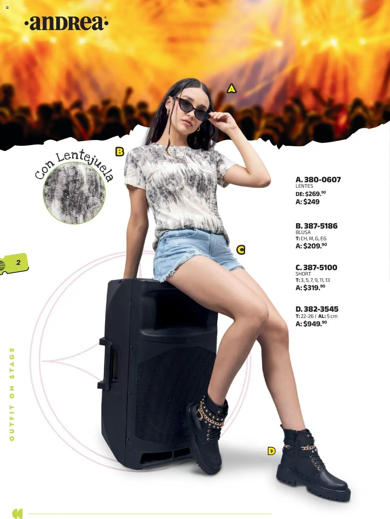 Nuevas ofertas de Andrea válidas en toda la República Mexicana desde el 28.09.2025. ¡Encuentra las mejores ofertas en Andrea - Catálogo Looks Festivales! | Página: 2 | Productos: Blusa, Lentes, Short
