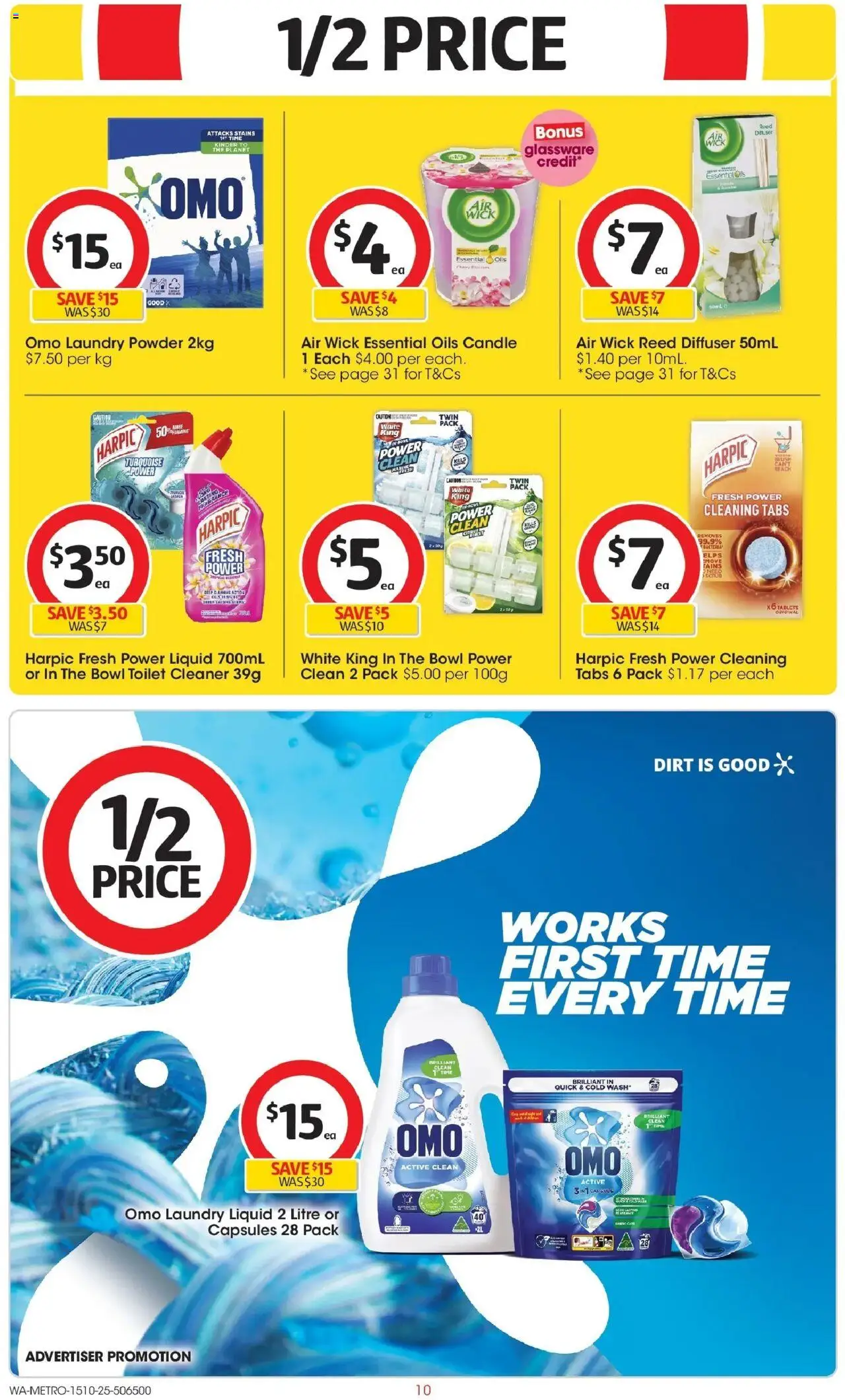Coles catalogue - valid from 15.10.2025 | Page: 10 | Products: Toilet, Glassware, Candle, Laundry