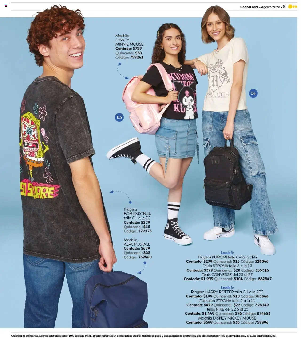 Nuevas ofertas de Coppel válidas en toda la República Mexicana desde el 01.08.2025. ¡Encuentra las mejores ofertas en Coppel - Catálogo Regreso a Clases! | Página: 5 | Productos: Tenis, Esponja, Mouse, Playera
