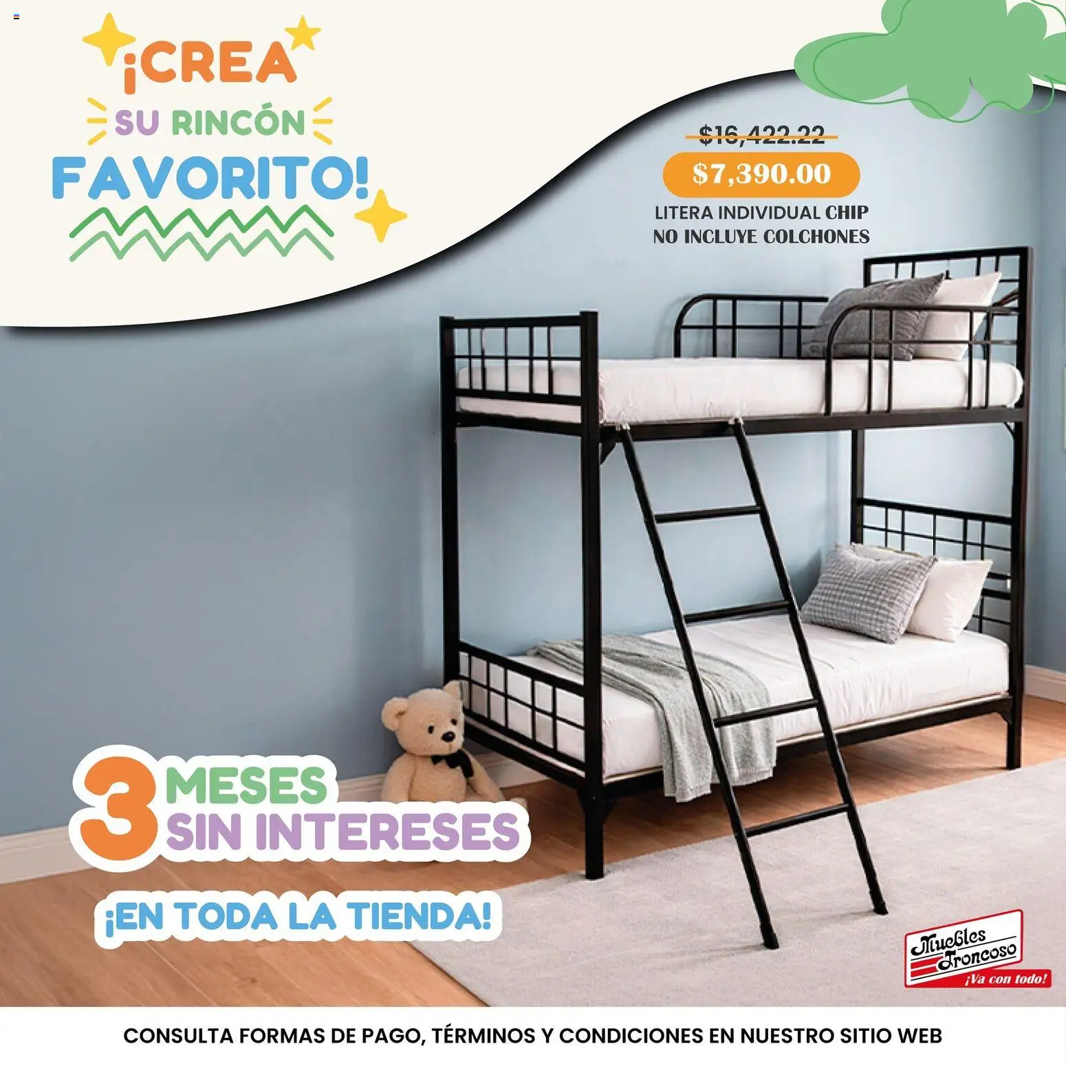 Nuevas ofertas de Muebles Troncoso válidas en toda la República Mexicana desde el 18.04.2026. ¡Encuentra las mejores ofertas en Muebles Troncoso catálogo! | Página: 1 | Productos: Litera