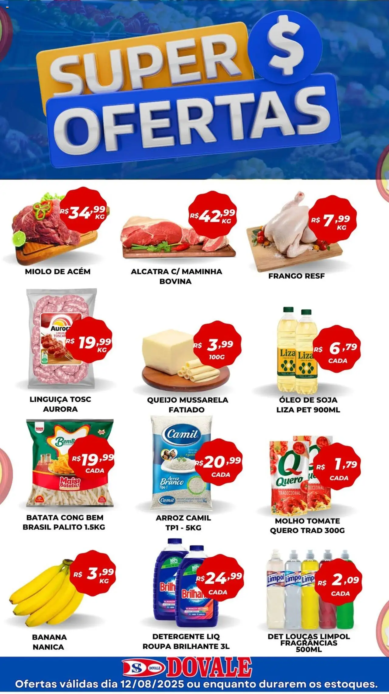 Dovale Folheto - válido de 12.08.2025 | Página: 1 | Produtos: Alcatra, Óleo, Arroz, Frango