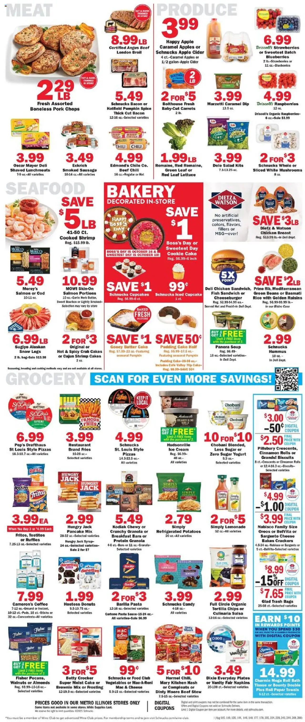 Schnucks Weekly Print Ad - IL - valid from 15.10.2025 | Page: 4 | Products: Lettuce, Beef, Sugar, Blueberries