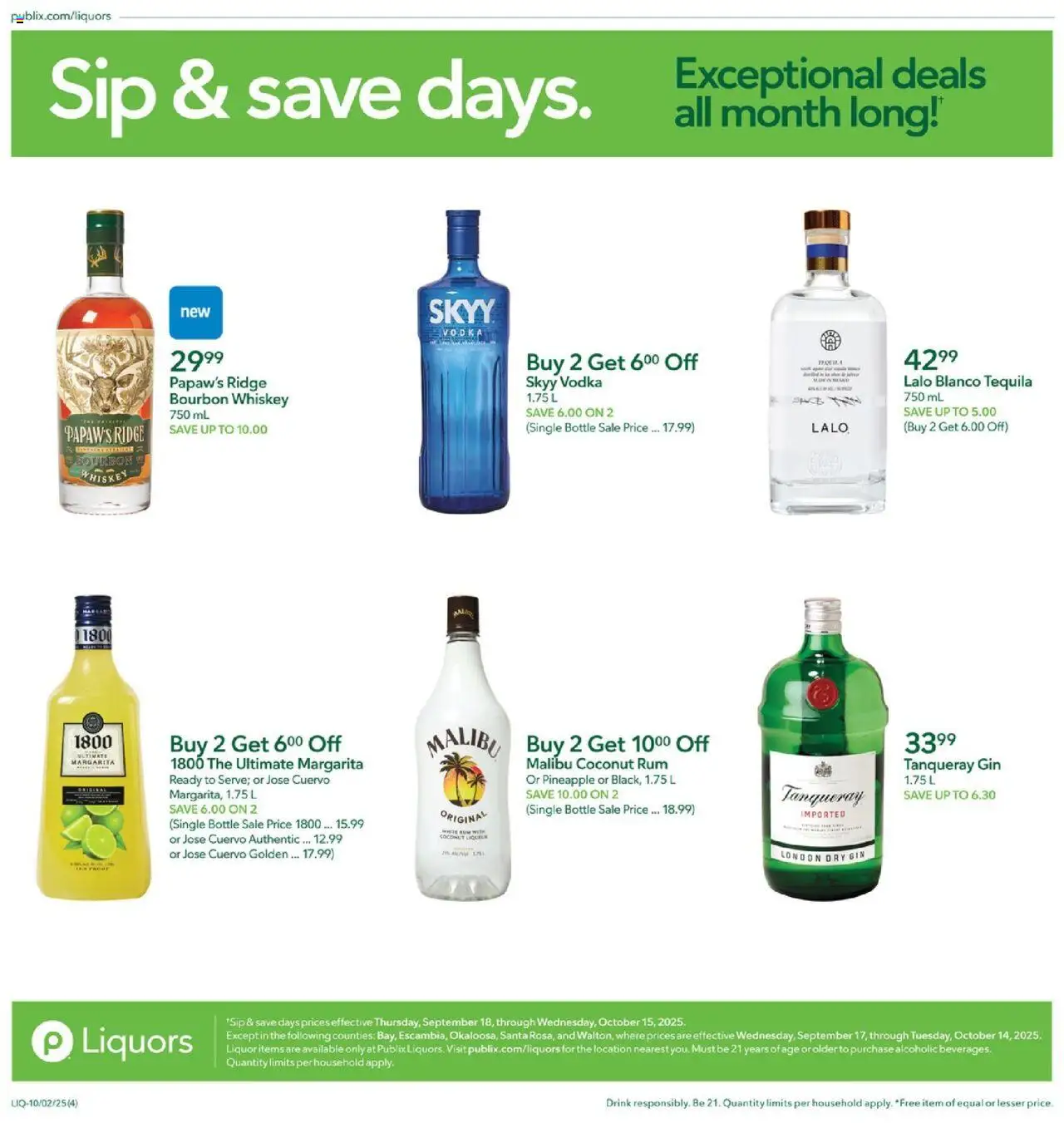 Publix Liquor - valid from 02.10.2025 | Page: 4 | Products: Ridge, Pineapple, Gin, Whiskey