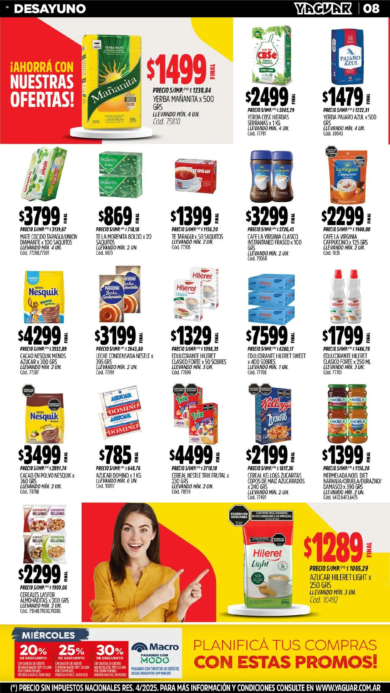 Yaguar - Jujuy │ válido desde el 15.09.2025 | Página: 9 | Productos: Copos, Polvo, Té, Mermelada