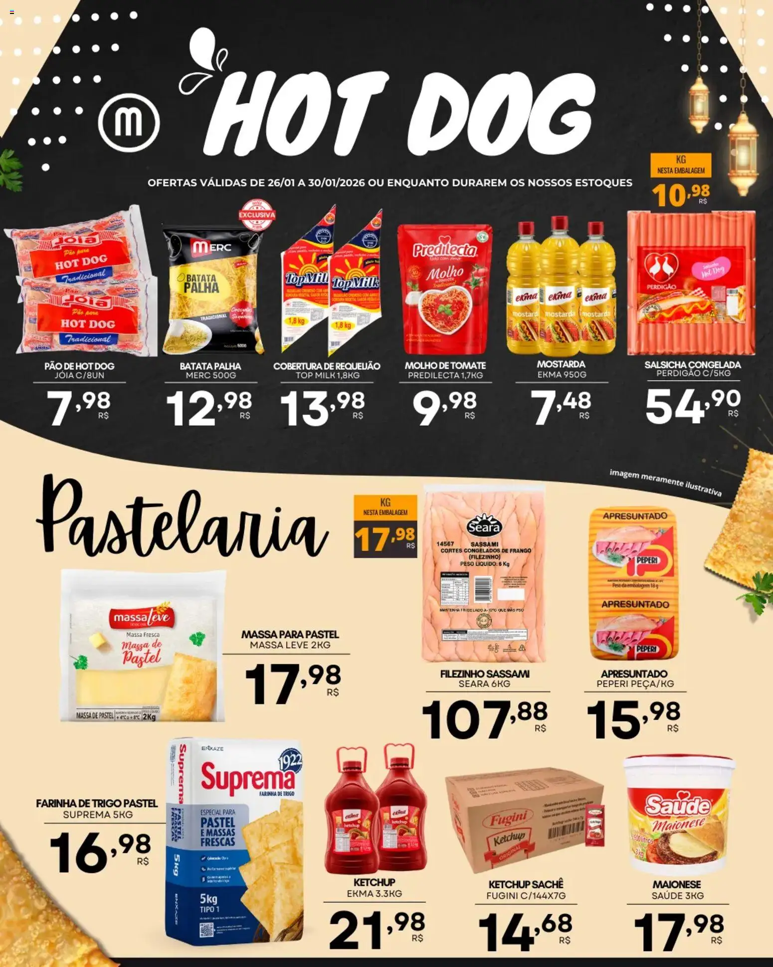 Mercadão Atacadista Folheto - válido de 26.01.2026 | Página: 3 | Produtos: Salsicha, Pão, Batata palha, Batata