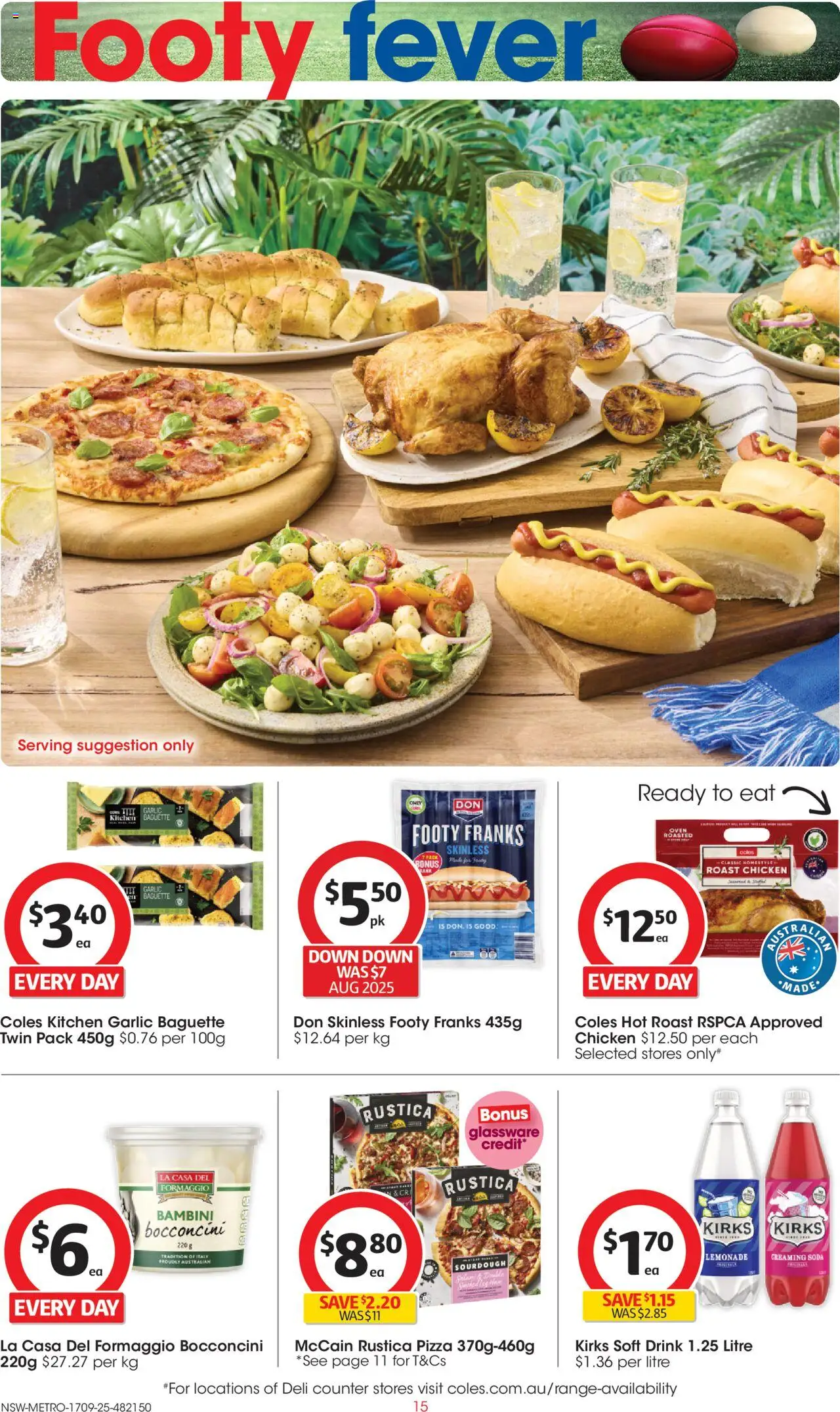 Coles catalogue - valid from 17.09.2025 | Page: 15 | Products: Pizza, Glassware, Chicken, Oven